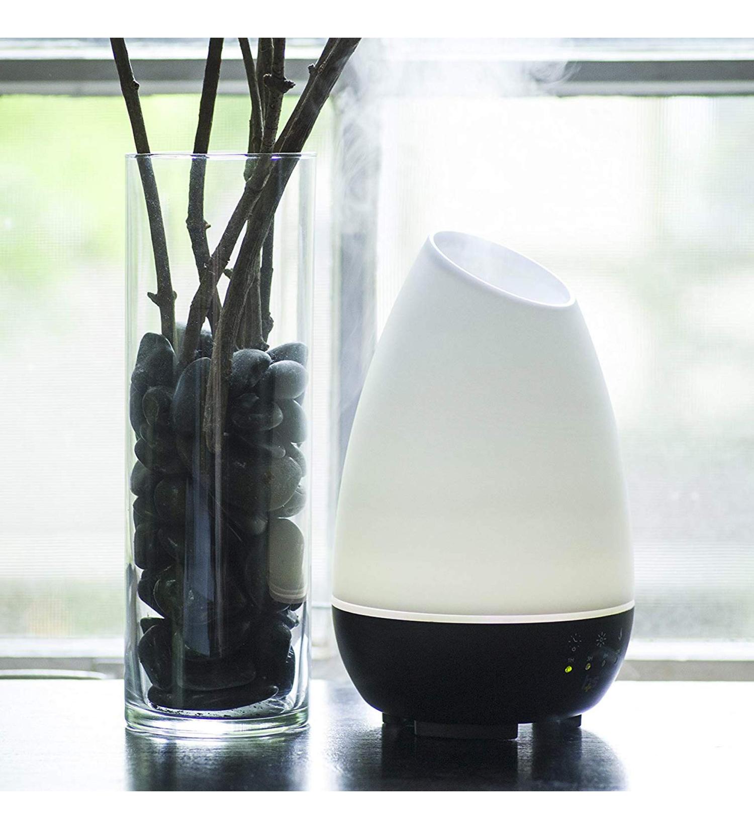 HealthSmart Essential Oil Diffuser Cool Mist Humidifier and Aromatherapy Diffuser with 500ML Tank Ideal for Large Rooms Adjustable Timer Mist Mode and 7 LED Light Colors White