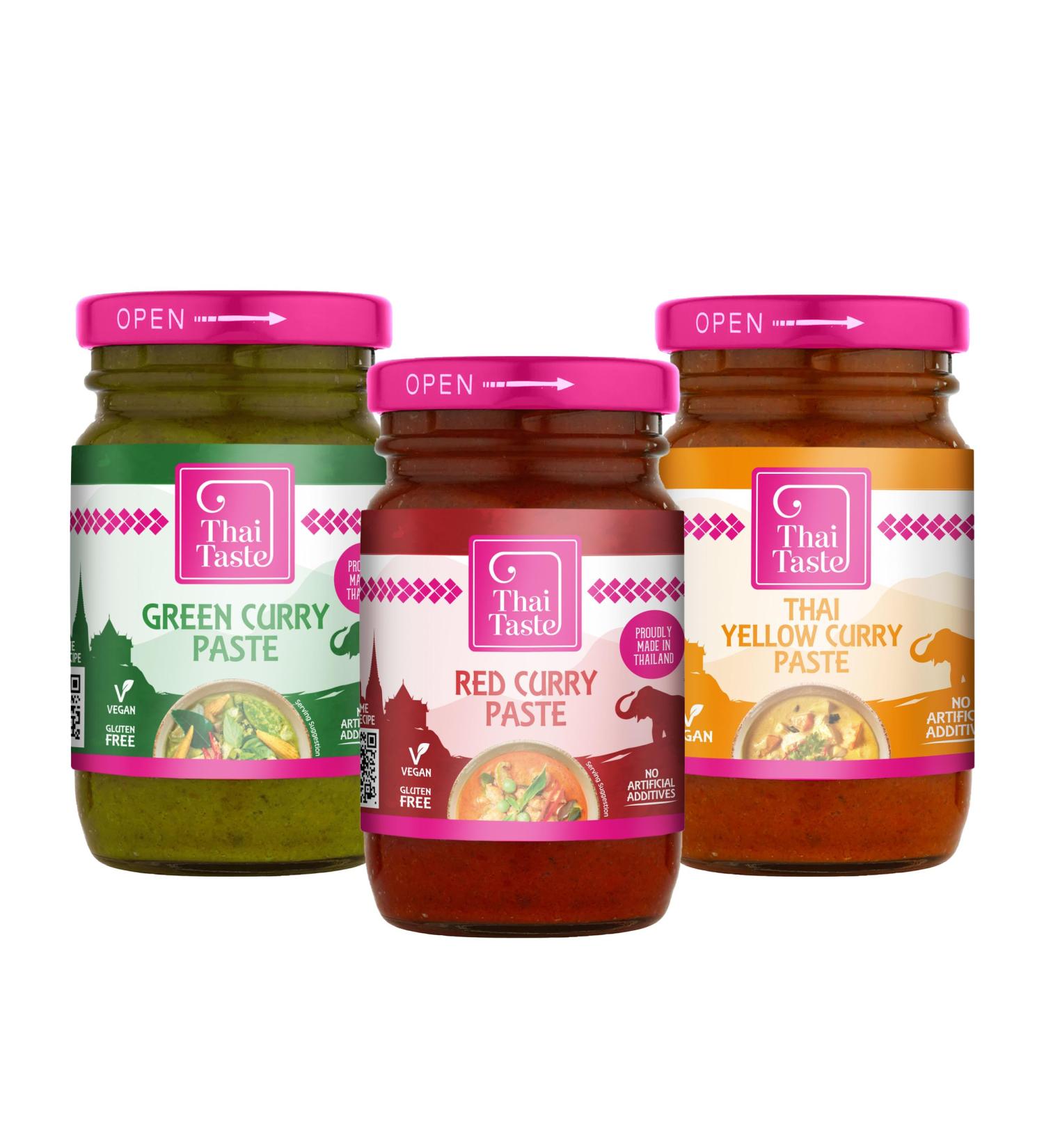 Thai Taste Curry Paste Bundle 114g - Red Green & Yellow - Buy Online on GoSupps.com