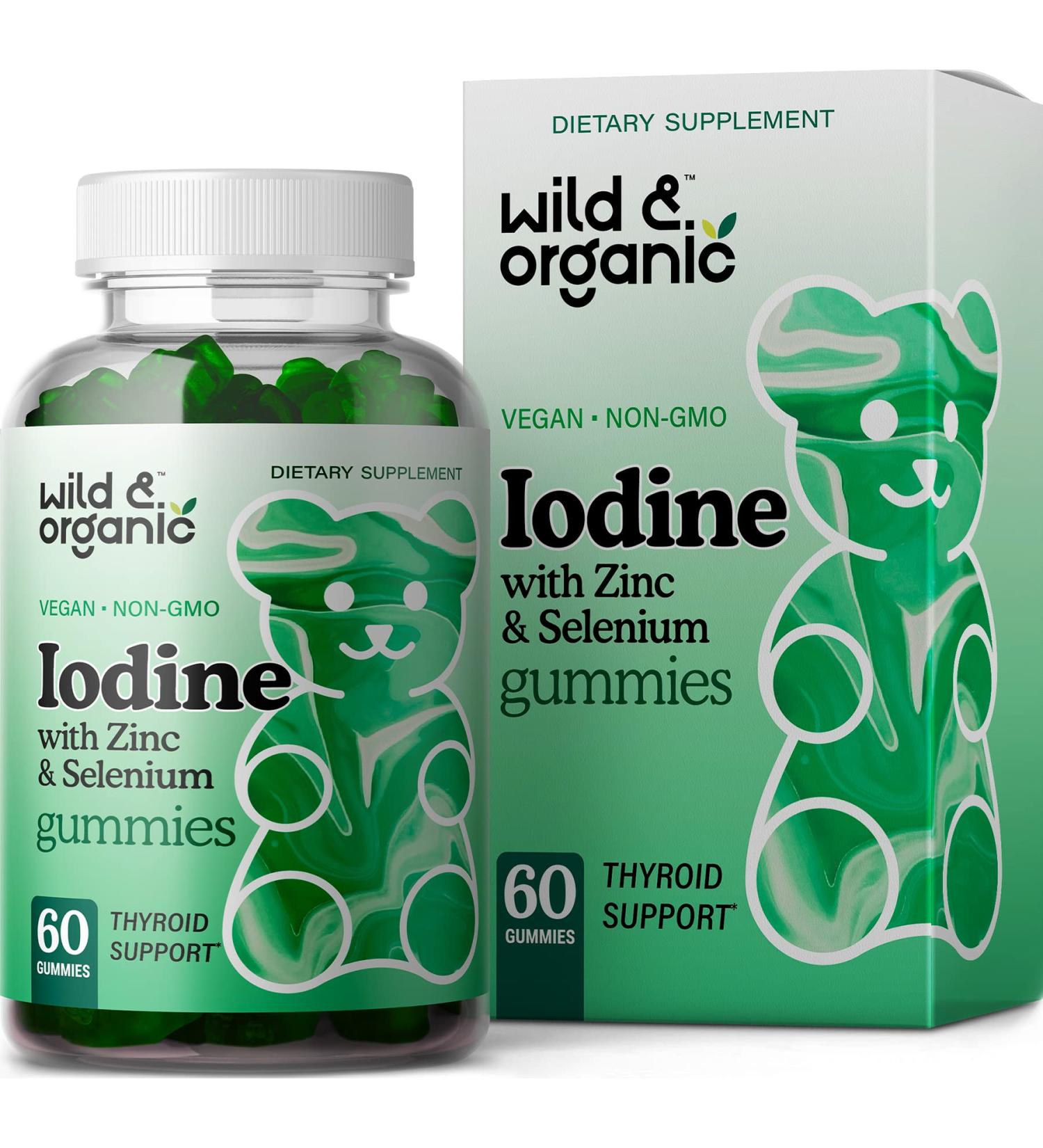 Organic Iodine Gummies with Zinc & Selenium for Thyroid Support - Apple Flavored 60 Gummy - Energy & Immune System Booster - Buy Online on GoSupps.com