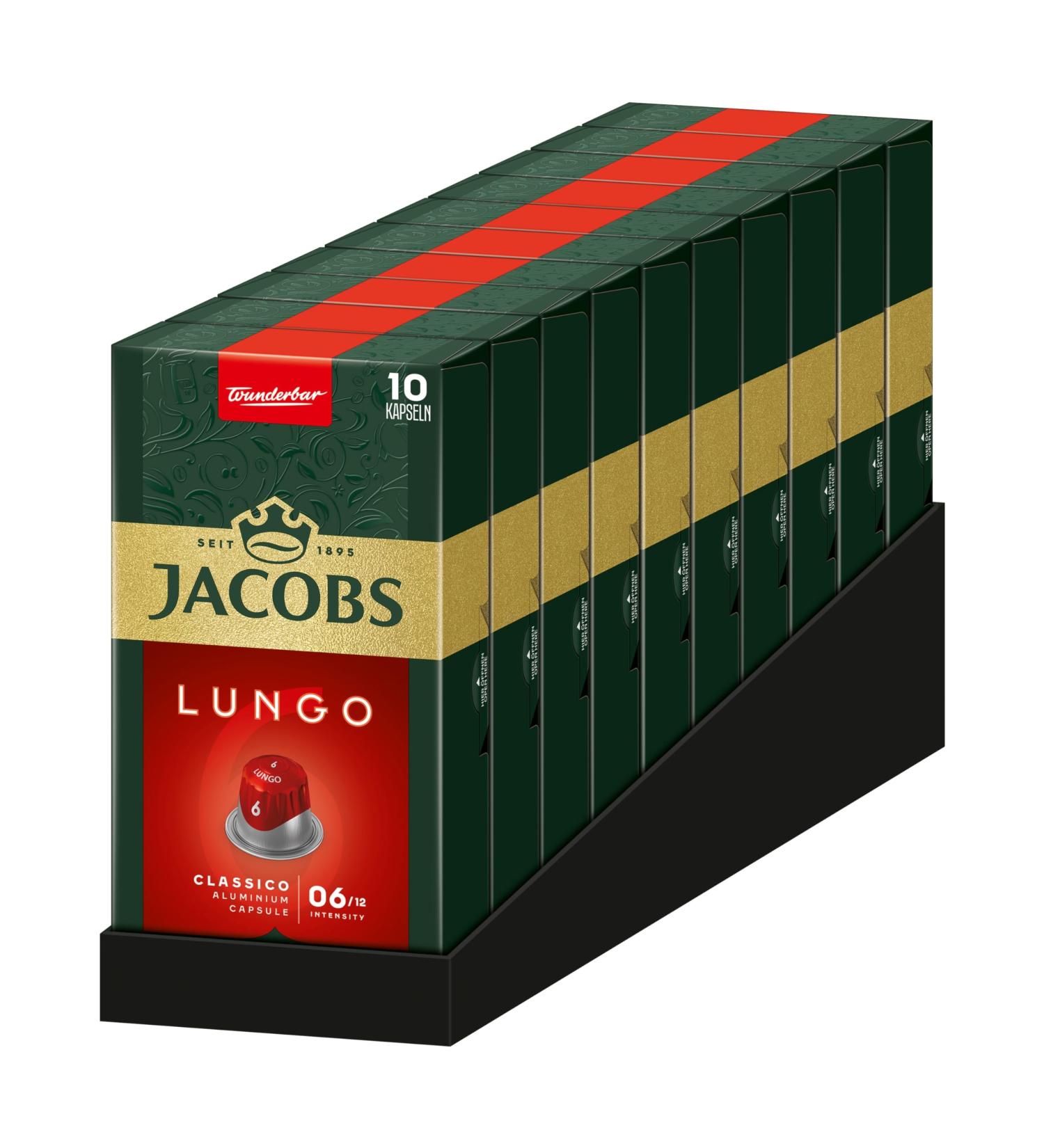 Buy Jacobs Lungo Classico Coffee Capsules | Intensity 6 | 100 Nespresso Compatible | 10 Pack - Premium Quality Coffee Delivery Worldwide - Buy Online on GoSupps.com