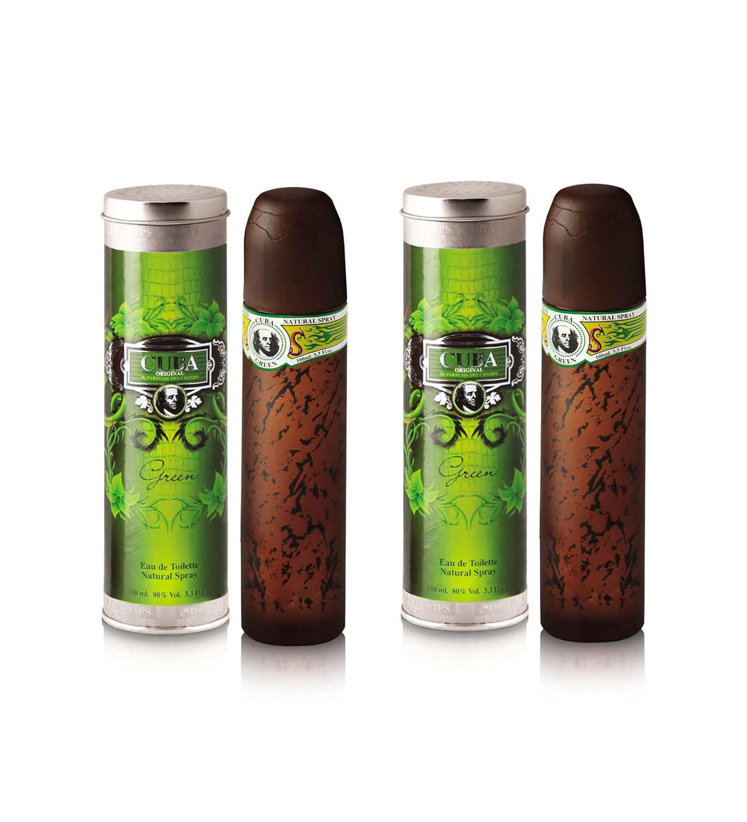 Cuba Green 3.3. fl. oz. Eau De Toilette Spray | Fragrance for Men (Pack of 2)