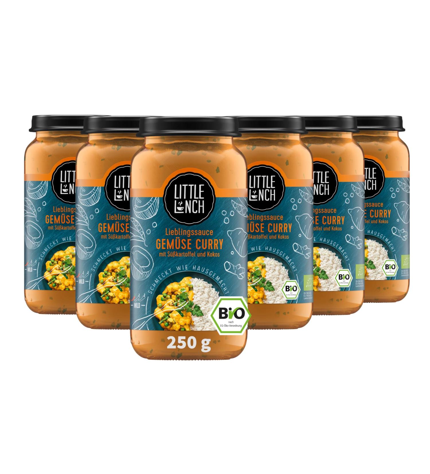 Buy Little Lunch Organic Vegetable Curry Vegan 100% Organic Sugar-Free Lactose-Free Asian Sauce for Rice | 6 x 250g - Buy Online on GoSupps.com