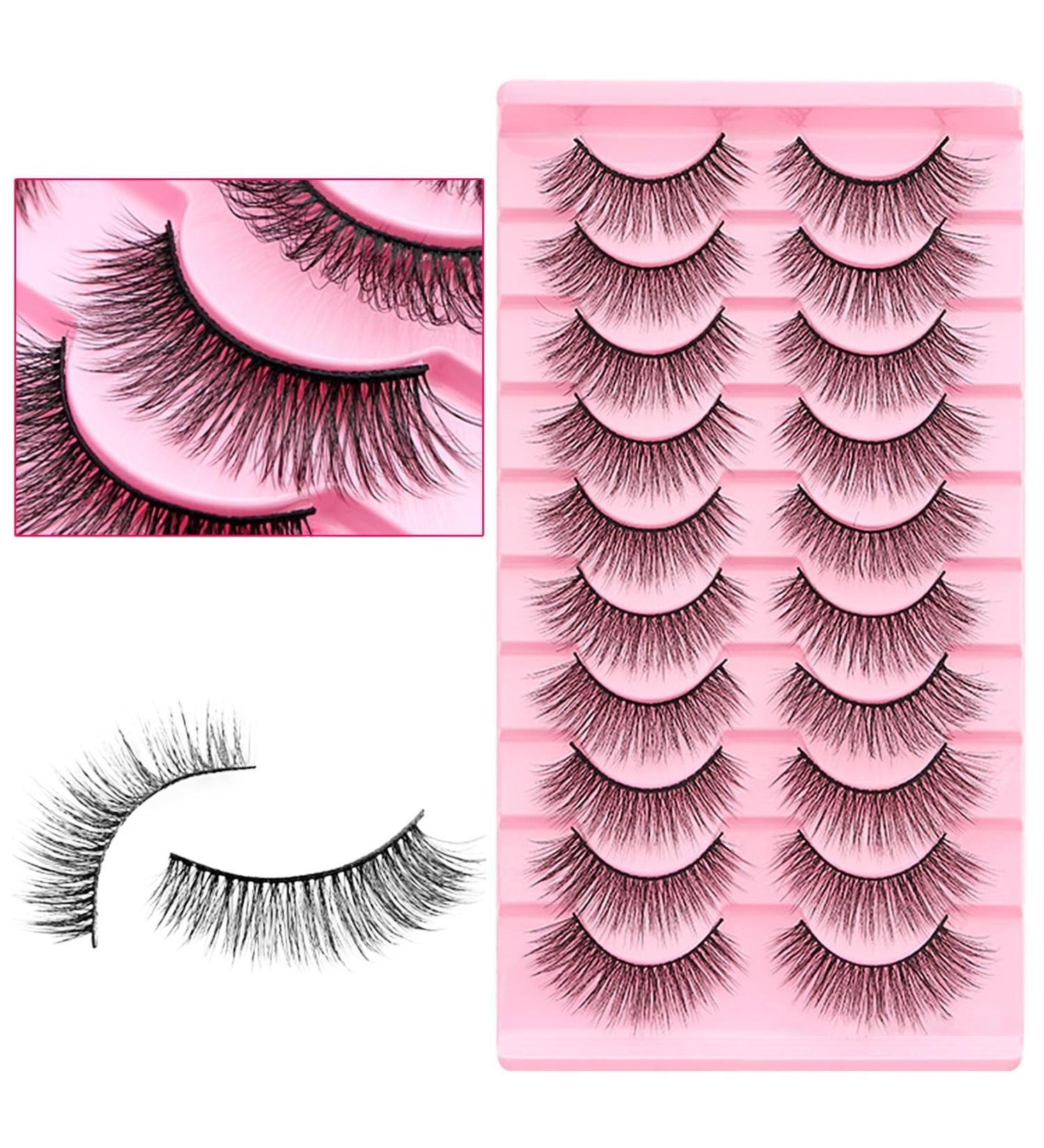 10 Pairs Fluffy False Eyelashes - Natural Wispy 3D Cluster Eyelash Extensions for Makeup | Reusable DIY Lashes - Buy Online on GoSupps.com