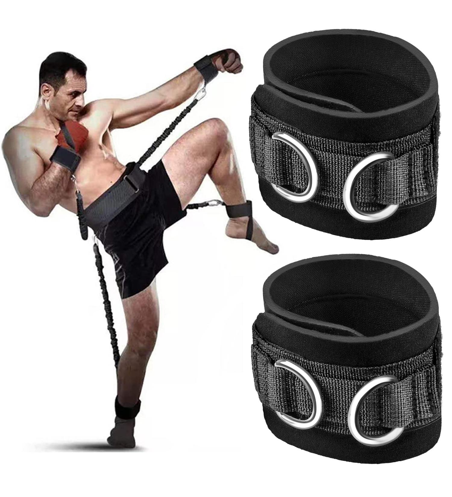 Adjustable Fitness Foot Loops with D-Ring - Padded Ankle Straps for Men & Women - International Shipping - Buy Online on GoSupps.com