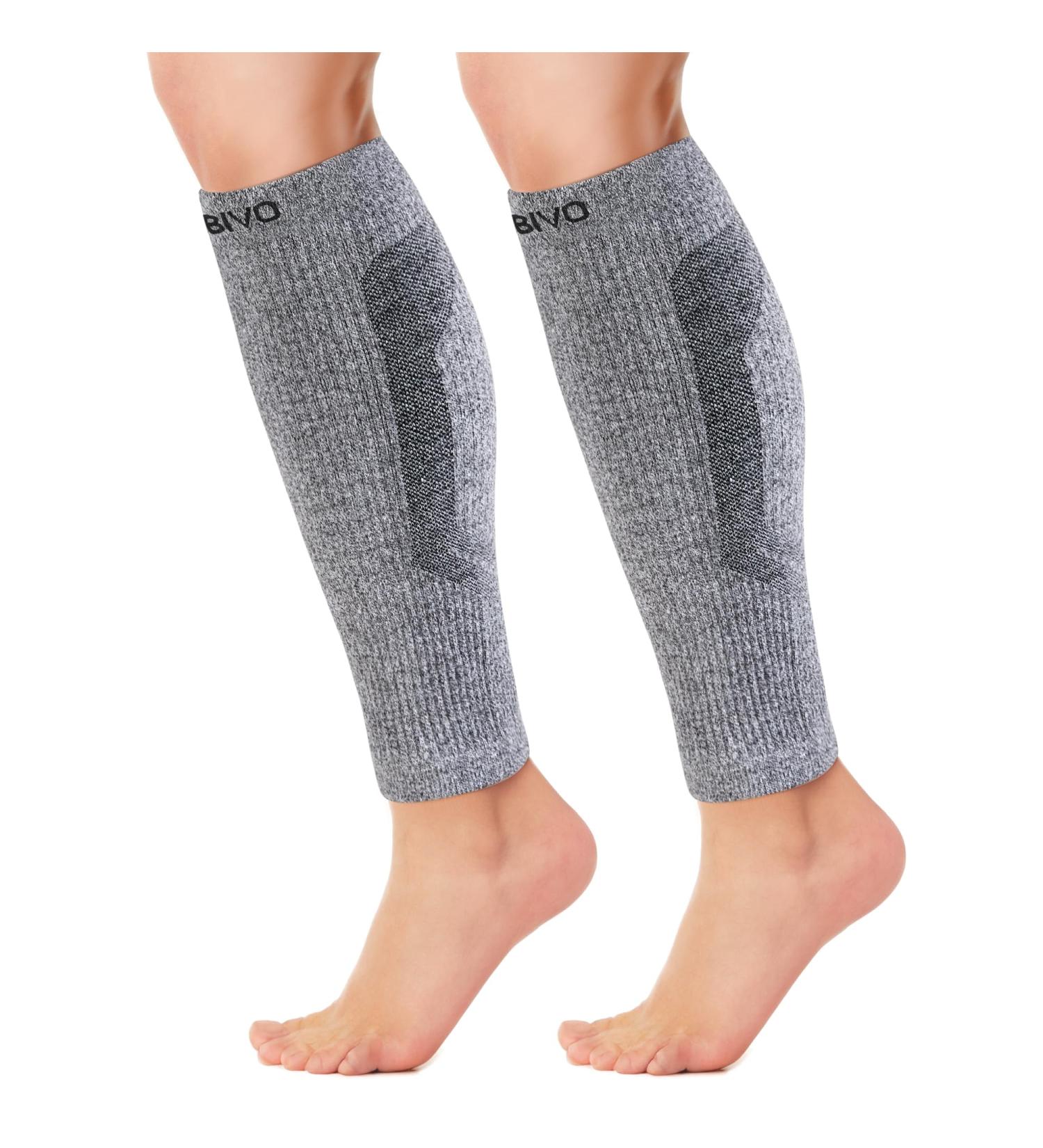 Cambivo Compression Stockings for Men & Women - 2 Pairs of Elastic Calf Sleeves - Comfortable Footless Sports Compression Socks - L-XL Gray - Buy Online on GoSupps.com