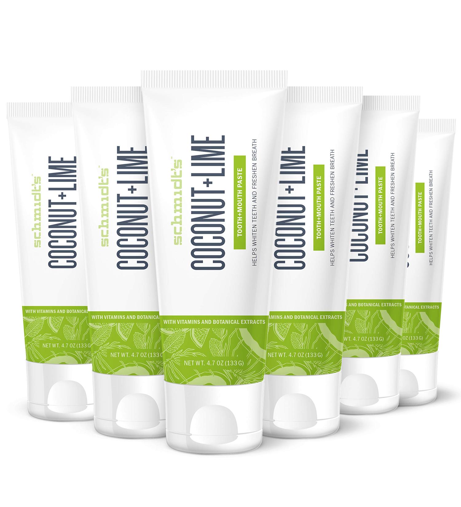 Schmidt's Coconut Lime Toothpaste | Whitening | Fluoride Free | 4.7 oz (6 Pack) - Buy Online on GoSupps.com