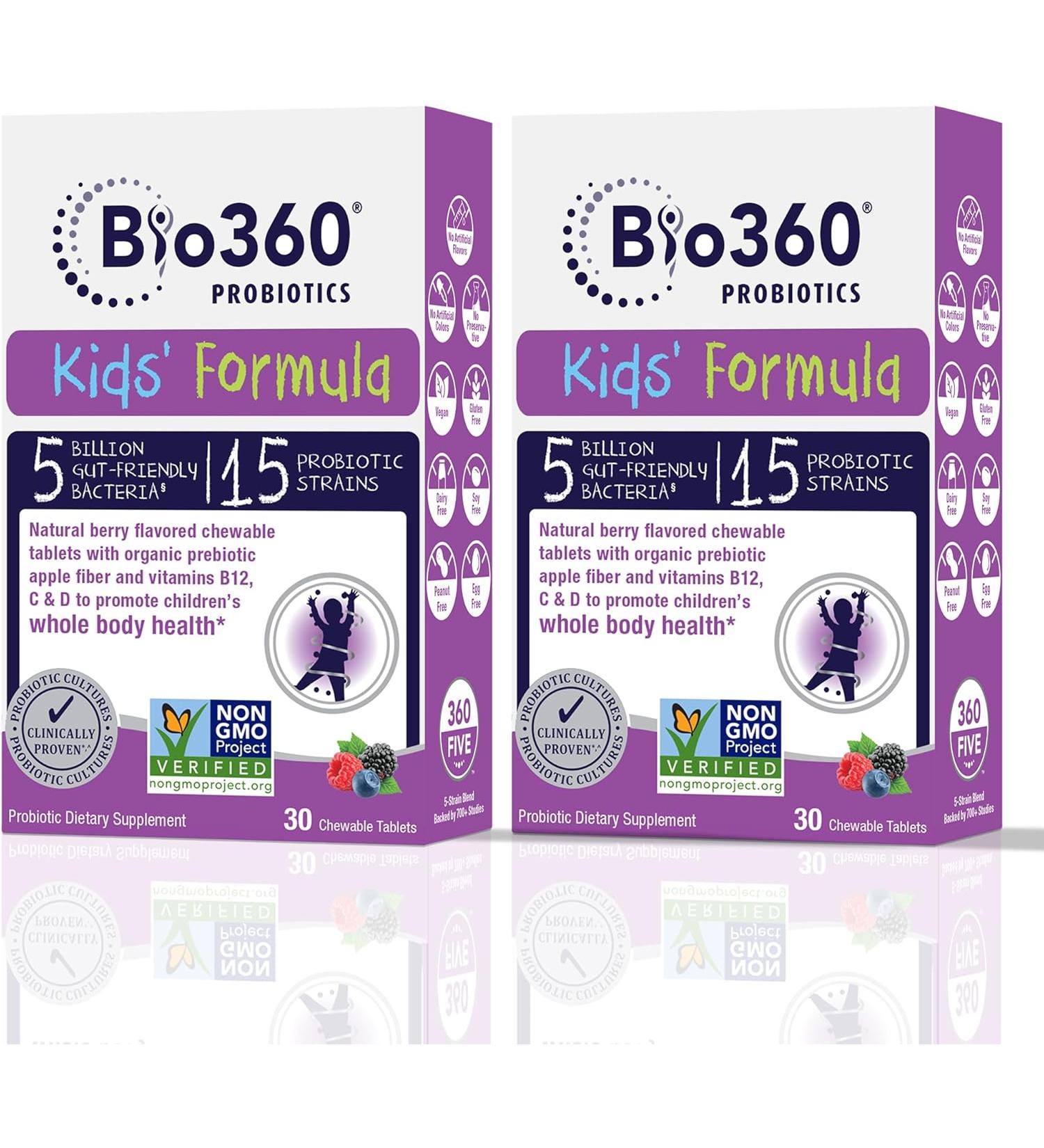 Kids Probiotic Supplement Daily Support for Kid's Gut Immune Brain & Whole Body Health 15 Strains 5 Billion CFU  Organic Prebiotic Apple Fiber 30 Chewable Mixed Berry Flavor (2 Pack) - Buy Online on GoSupps.com