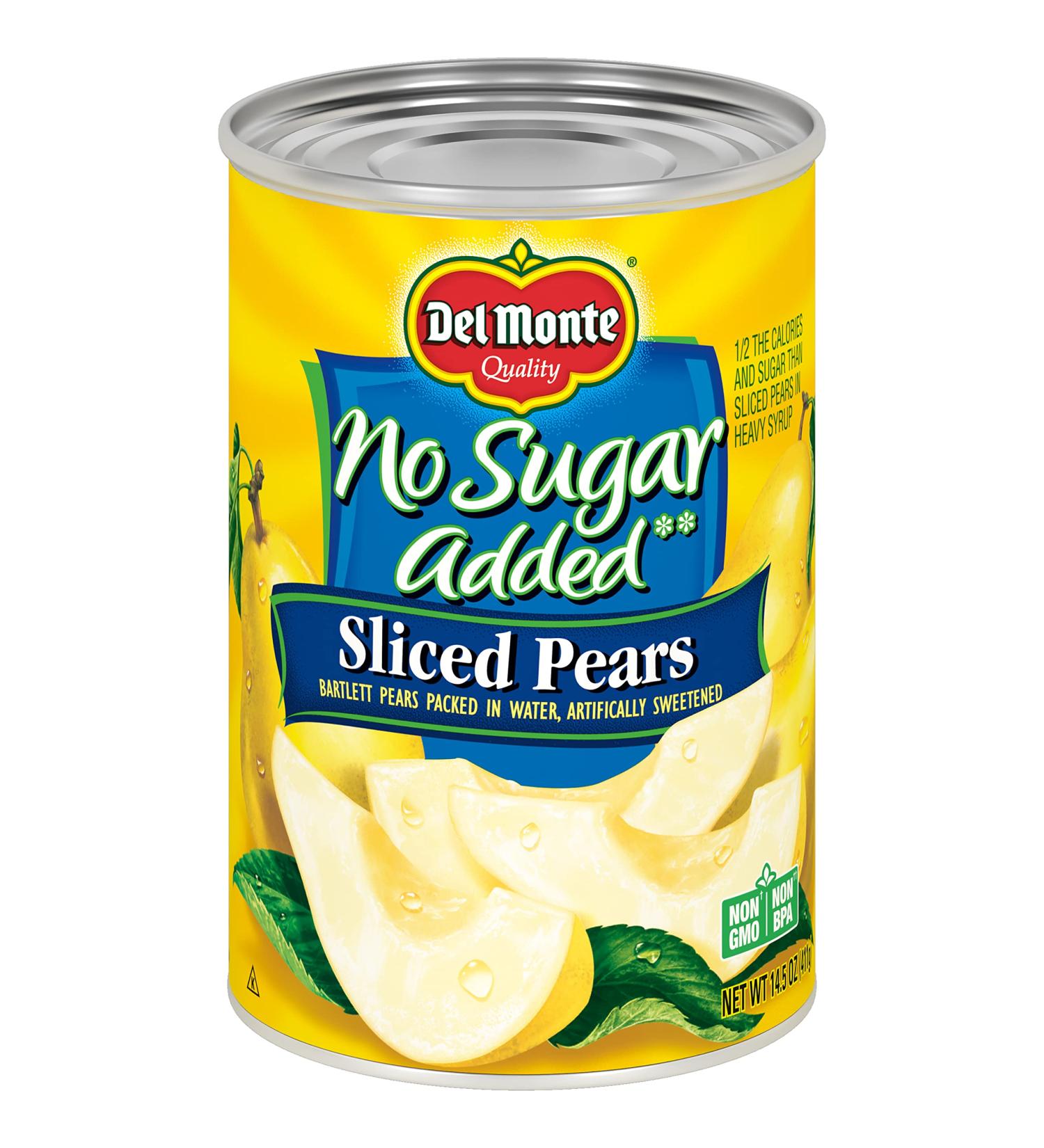 Del Monte 14.5oz Canned Bartlett Sliced Pears in Water - No Sugar Added, Artificially Sweetened - Buy Online on GoSupps.com
