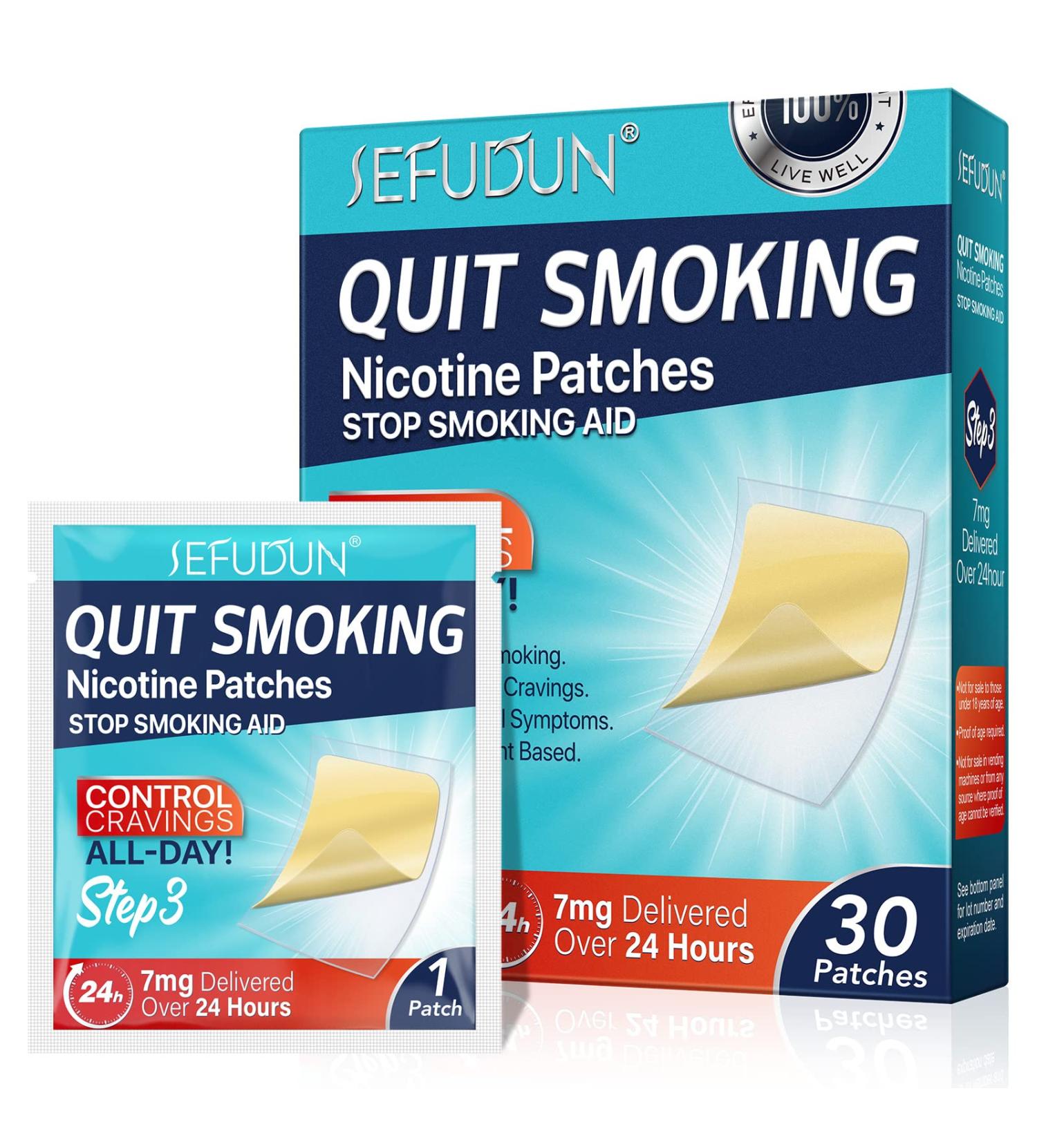 Nicotine Patches 7 mg Step 3 - Stop Smoking Aid 30 Count - Buy Online on GoSupps.com