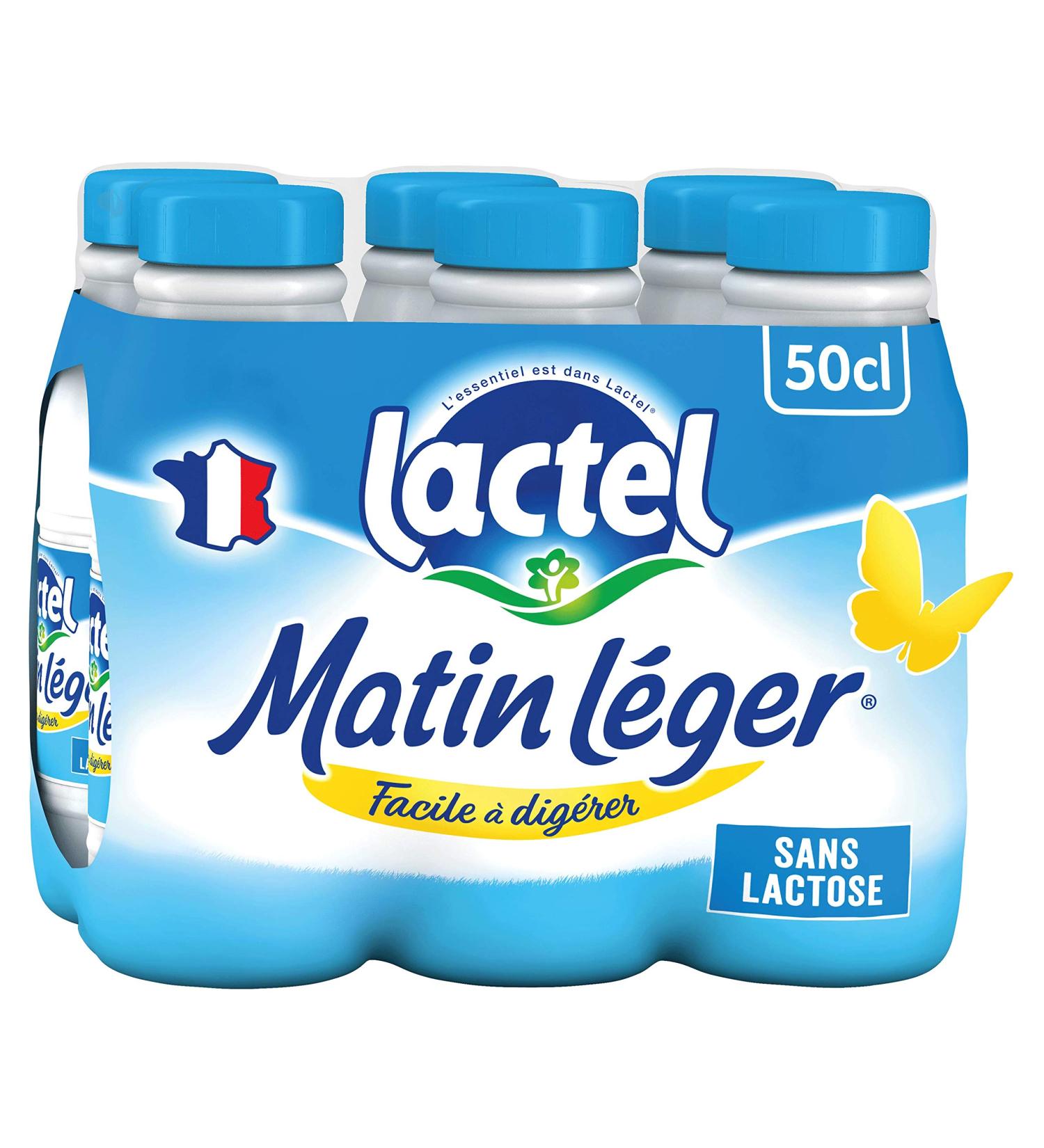 Lactel Lait sans Lactose Matin L ger en Bouteille 6 x 50cl