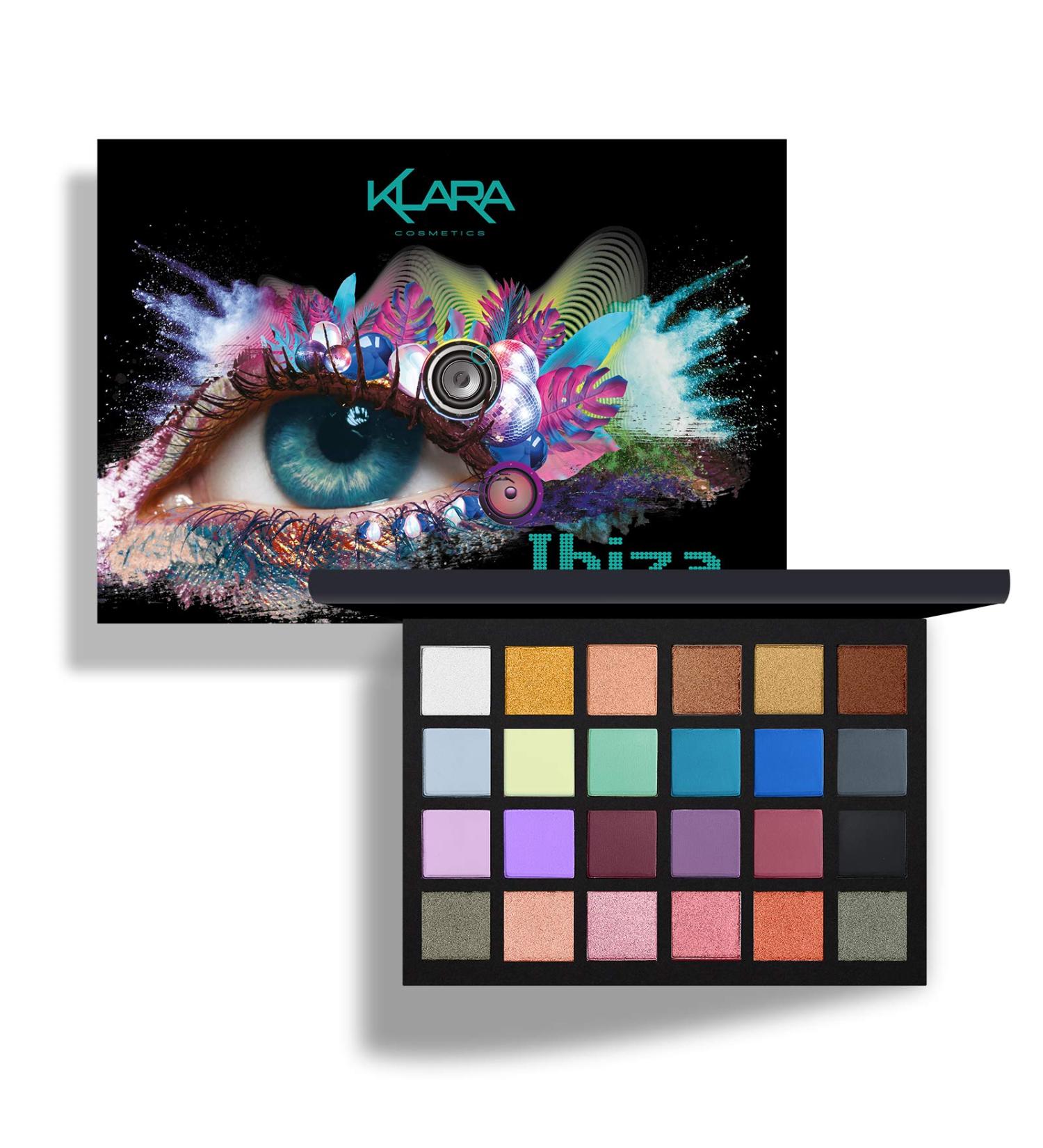 Klara Cosmetics 24 Shade Eyeshadow Palette - Ibiza Glamorous Shimmers | Bold Mattes | Strong Pastel Tones | Long Lasting & Full Pigment - Buy Online on GoSupps.com