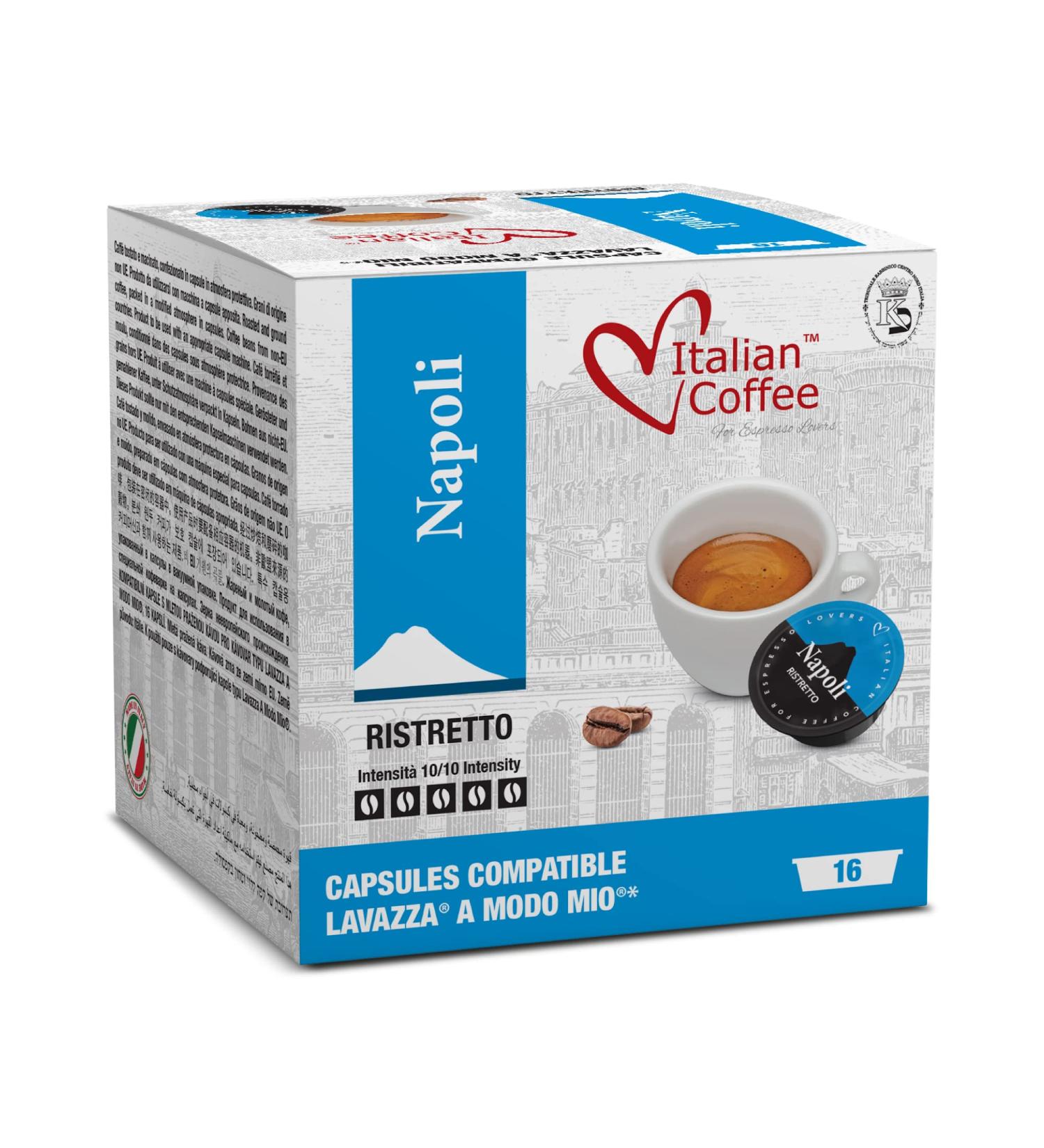 Italian Coffee capsules compatible with Lavazza A Modo Mio machines Espresso pods ("Napoli" Ristretto Blend 128 Pods) - Buy Online on GoSupps.com