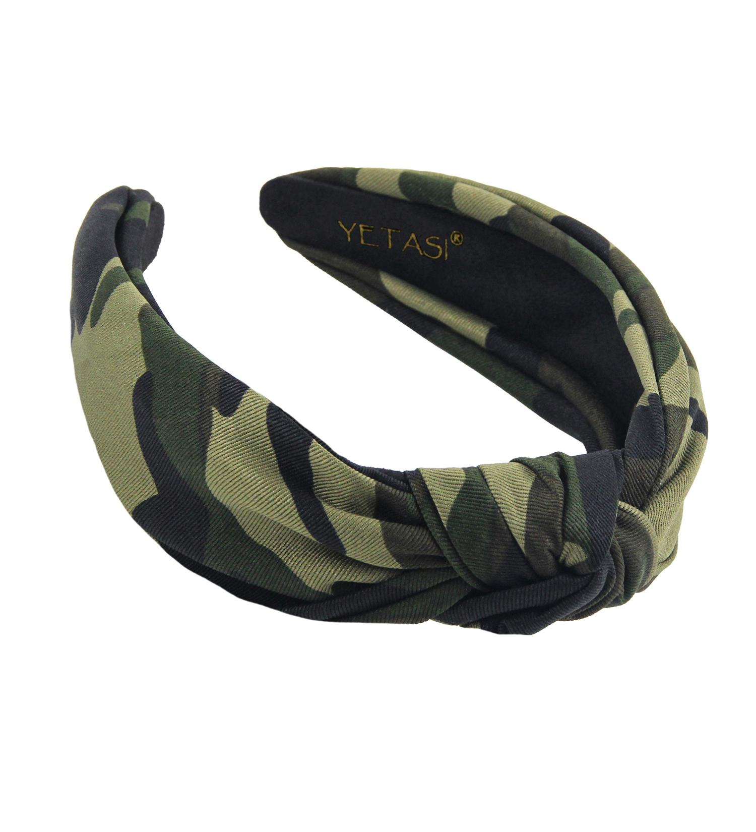 YETASI Chic Green Camo Headband for Women - Knotted, Non-Slip Material for Comfort - Green & Black - Buy Online on GoSupps.com