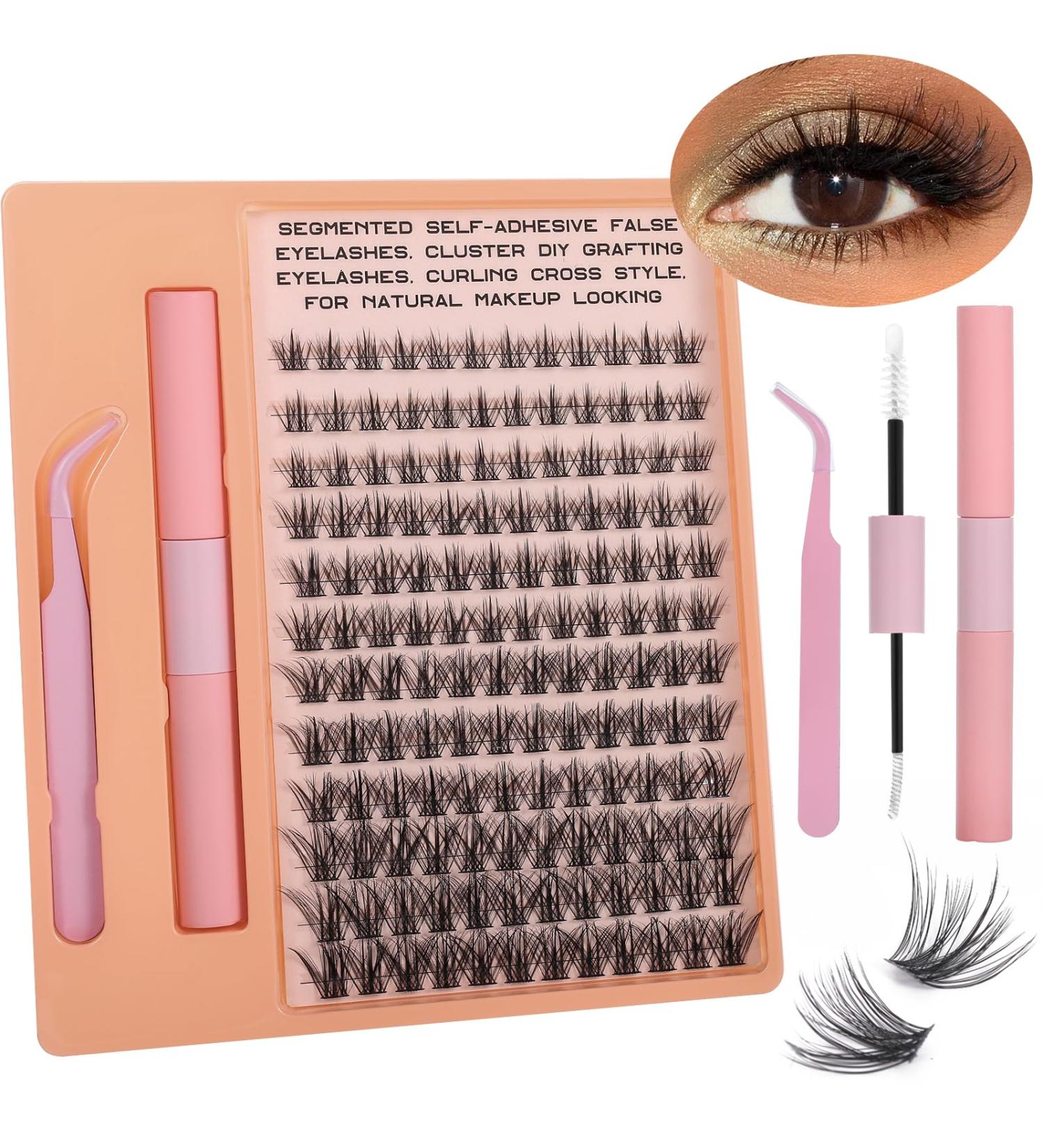Self Adhesive DIY Lash Extension Kit | 40D Curl Waterproof Fluffy Lashes | 10-16mm Individual Lashes with Bond Seal & Tweezers - Perfect for Home Use - Buy Online on GoSupps.com