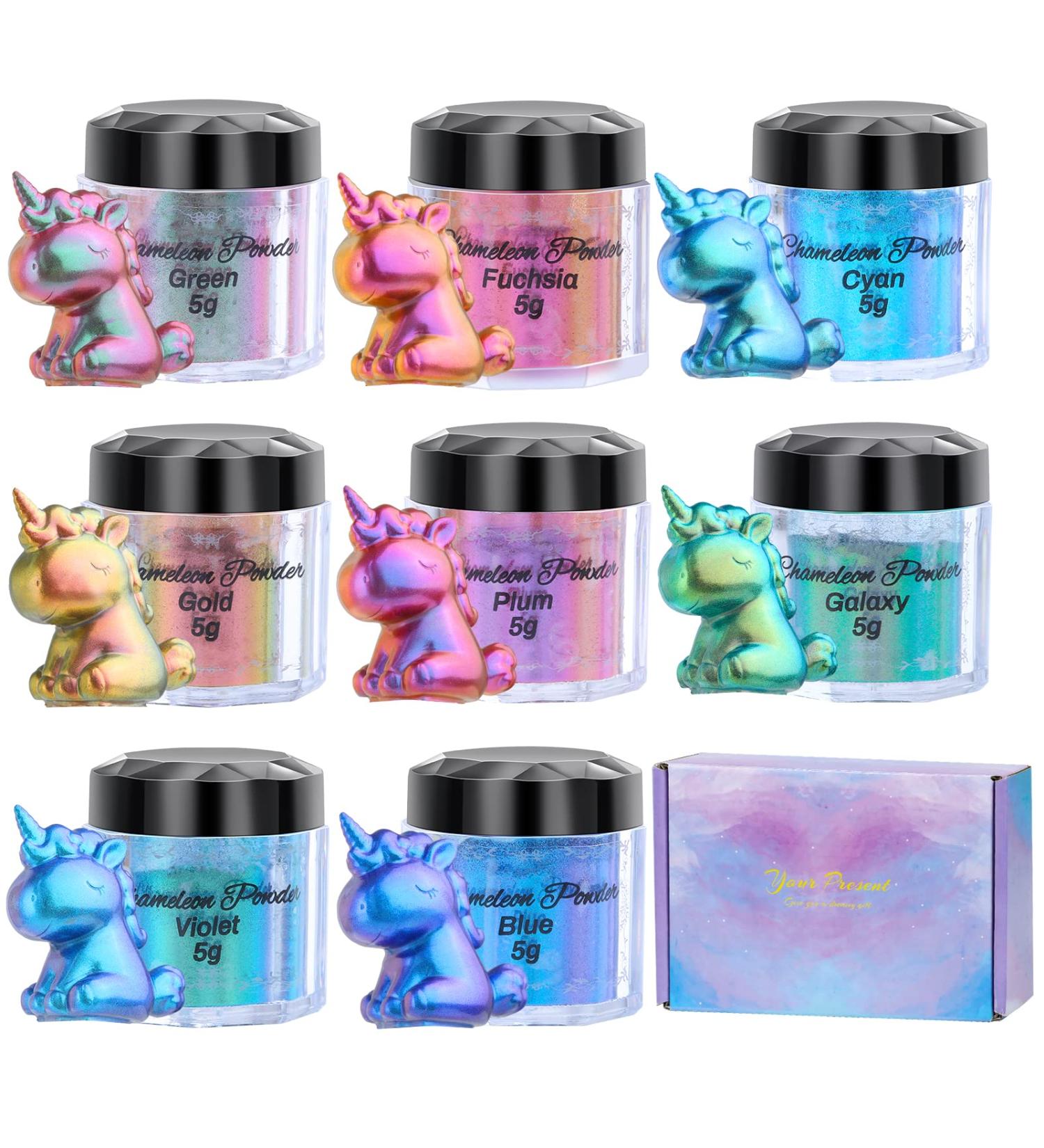 Chameleon Powder Pigment Set - 8 Color Changing Mica Powders for Epoxy Resin, Nails, Crafts & More - Buy Online on GoSupps.com