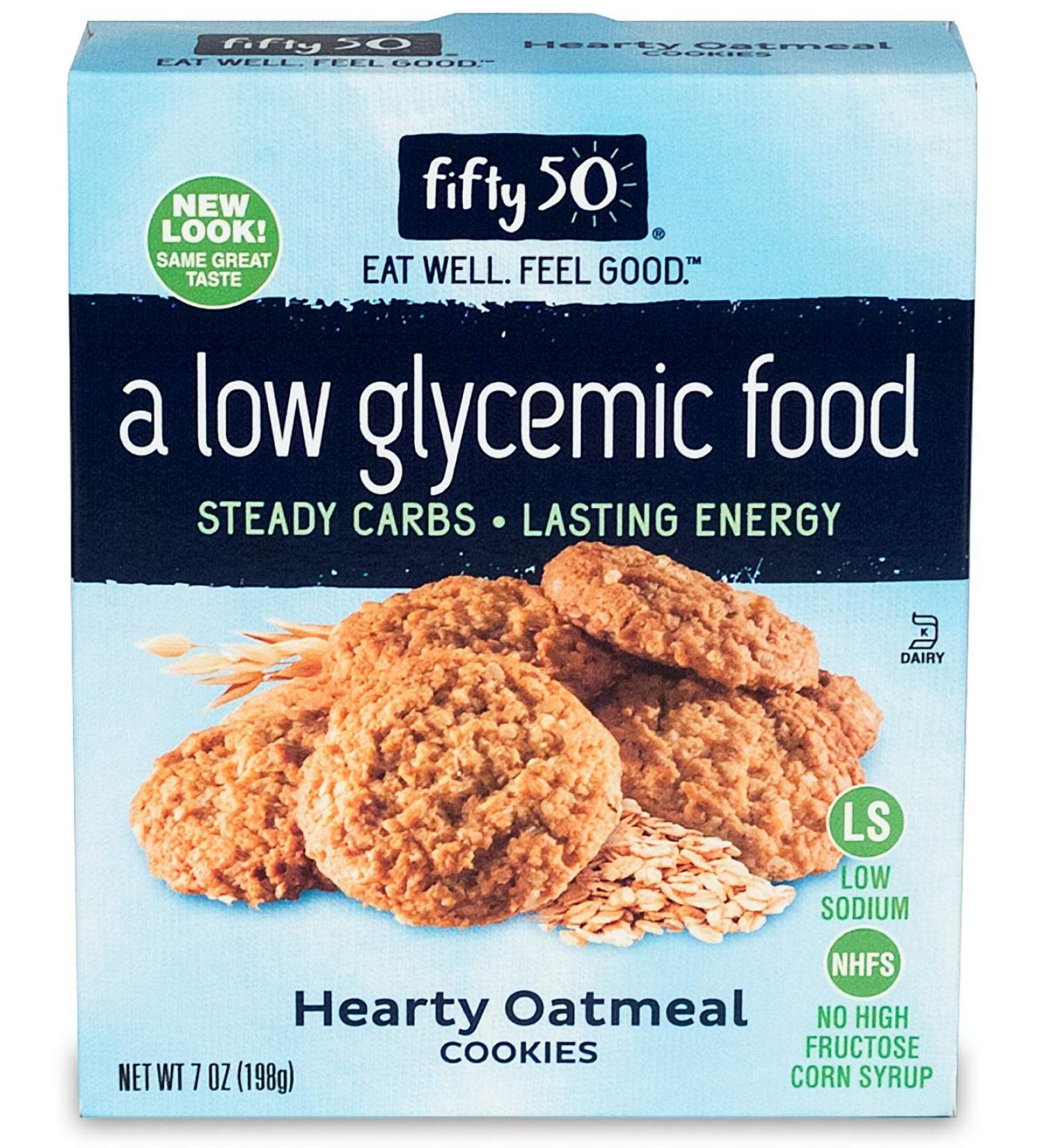 Fifty 50 Low Glycemic Hearty Oatmeal Cookies - 7 oz (198 g) | Healthy Snack - Buy Online on GoSupps.com