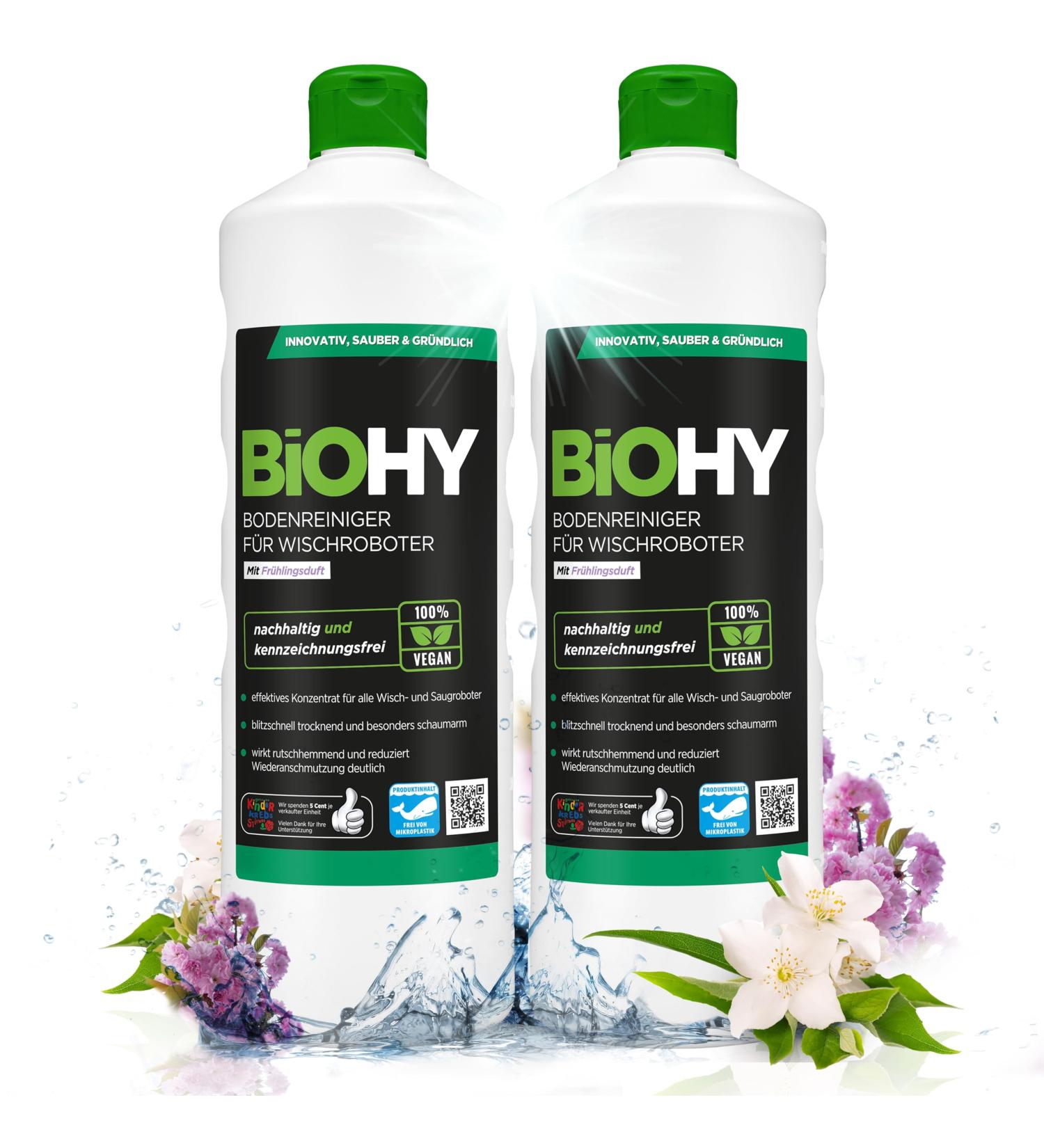 Buy Biohy Floor Cleaner for Wiping Robots - Fresh Spring Fragrance (2 x 1L) | Sustainable Foam & Streak-Free | Best International Shipping - Buy Online on GoSupps.com