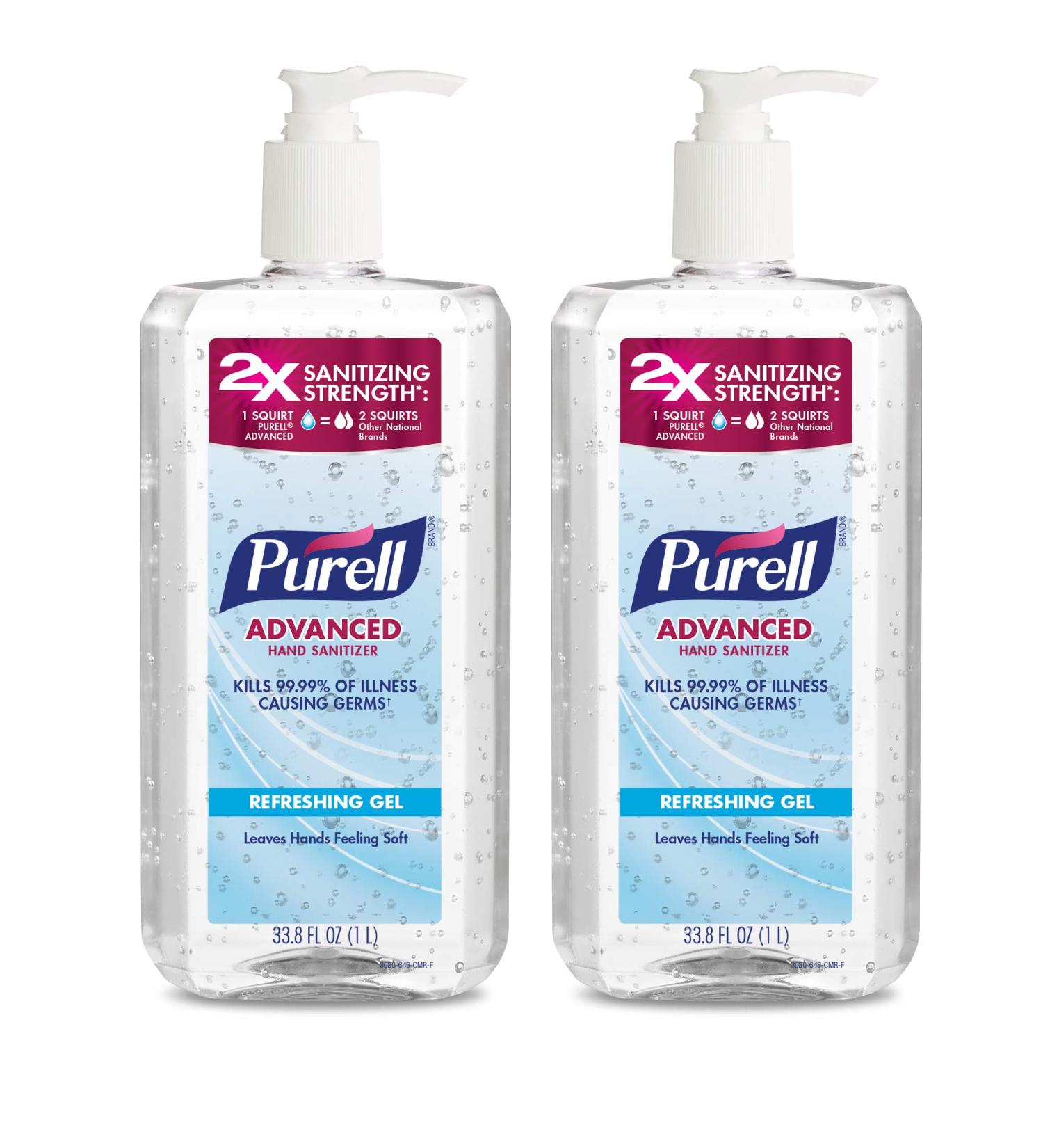 Purell Advanced Hand Sanitizer Refreshing Gel Clean Scent 1 Liter Pump Bottle (Pack of 2) - 3080-02-EC - Buy Online on GoSupps.com
