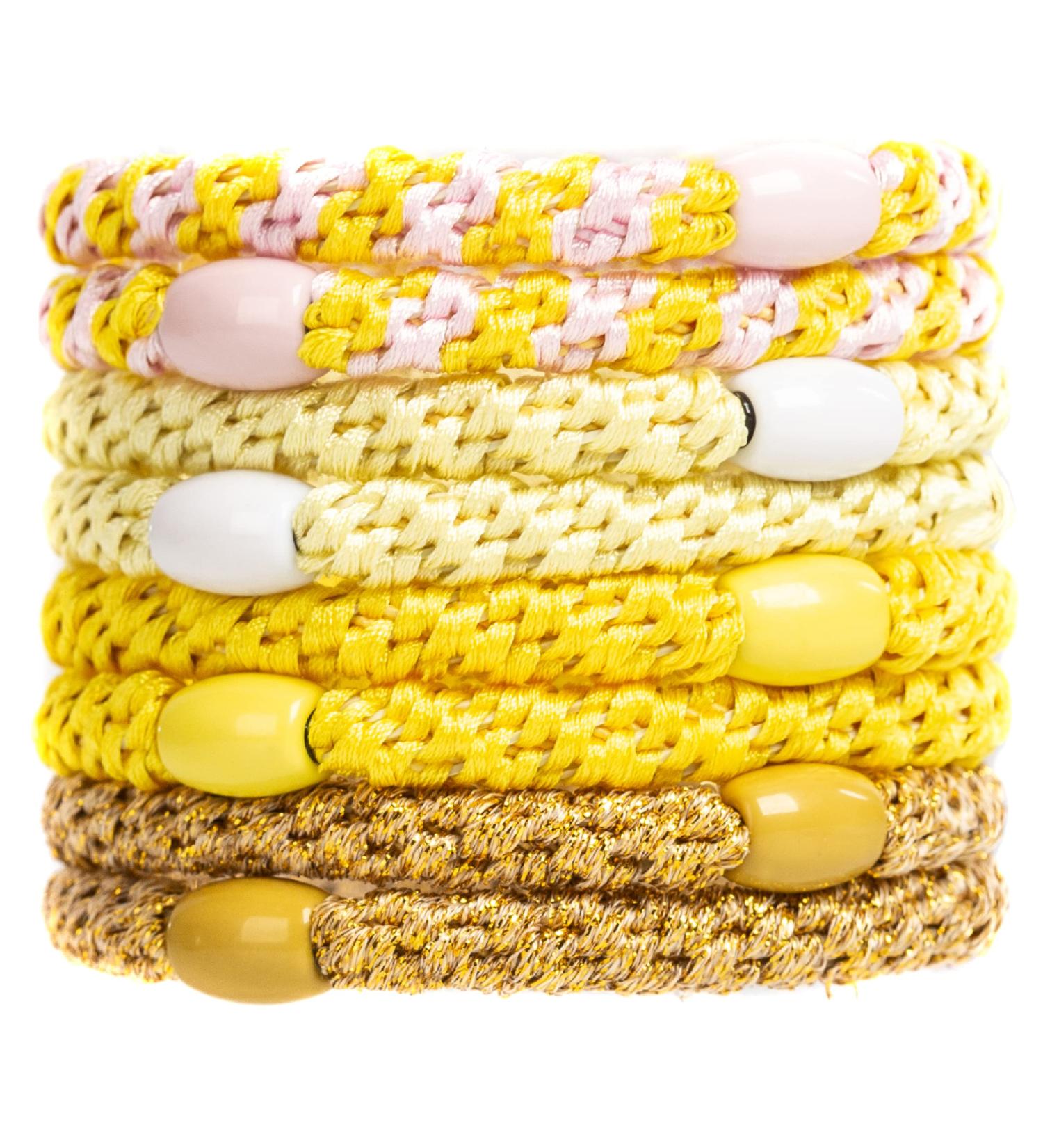 AXEN 8PCS Elastic Hair Ties for Women & Girls | Soft Cotton Ponytail Holders for Thick & Curly Hair | Yellow Series - Buy Online on GoSupps.com