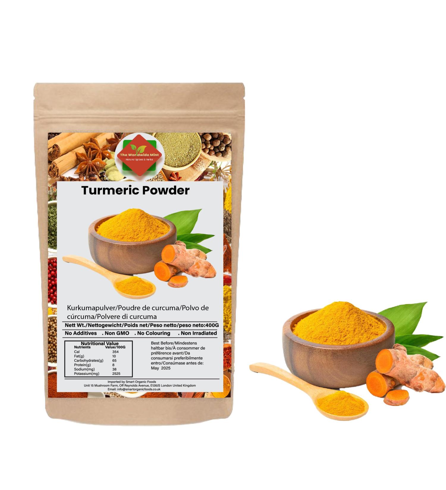 Worldwide Mint Turmeric Powder 400g - 100% Natural Premium Quality Haldi Powder - No Additives - Authentic - Buy Online on GoSupps.com