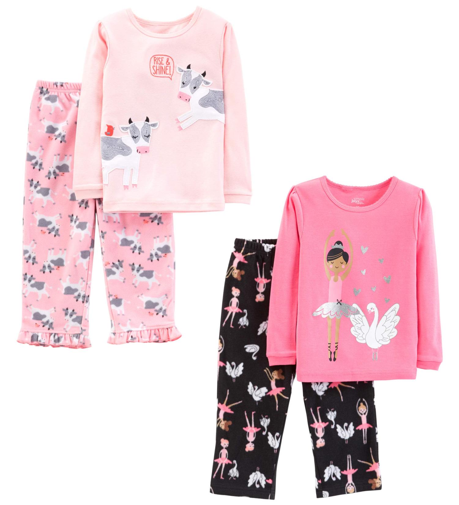 Simple Joys by Carter's Girl's 4-Year Pajama Set - Black Ballerina/Light Pink/Pink Cow/Swans - Buy Online on GoSupps.com