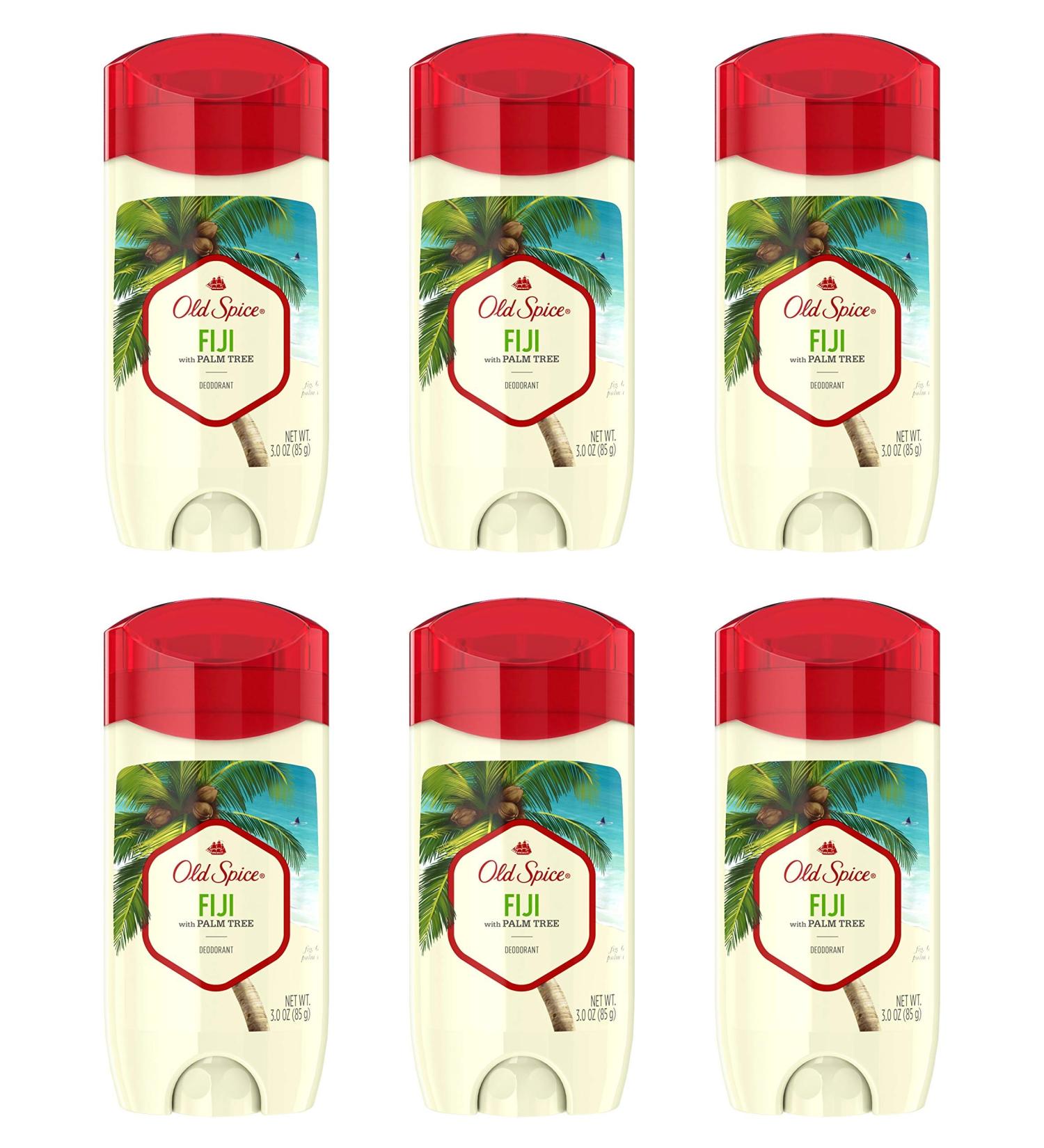 Old Spice Deodorant for Men Fiji with Palm Tree Scent Inspired by Nature Fresher's Collection - 3 Oz / 85g x 6 Pack
