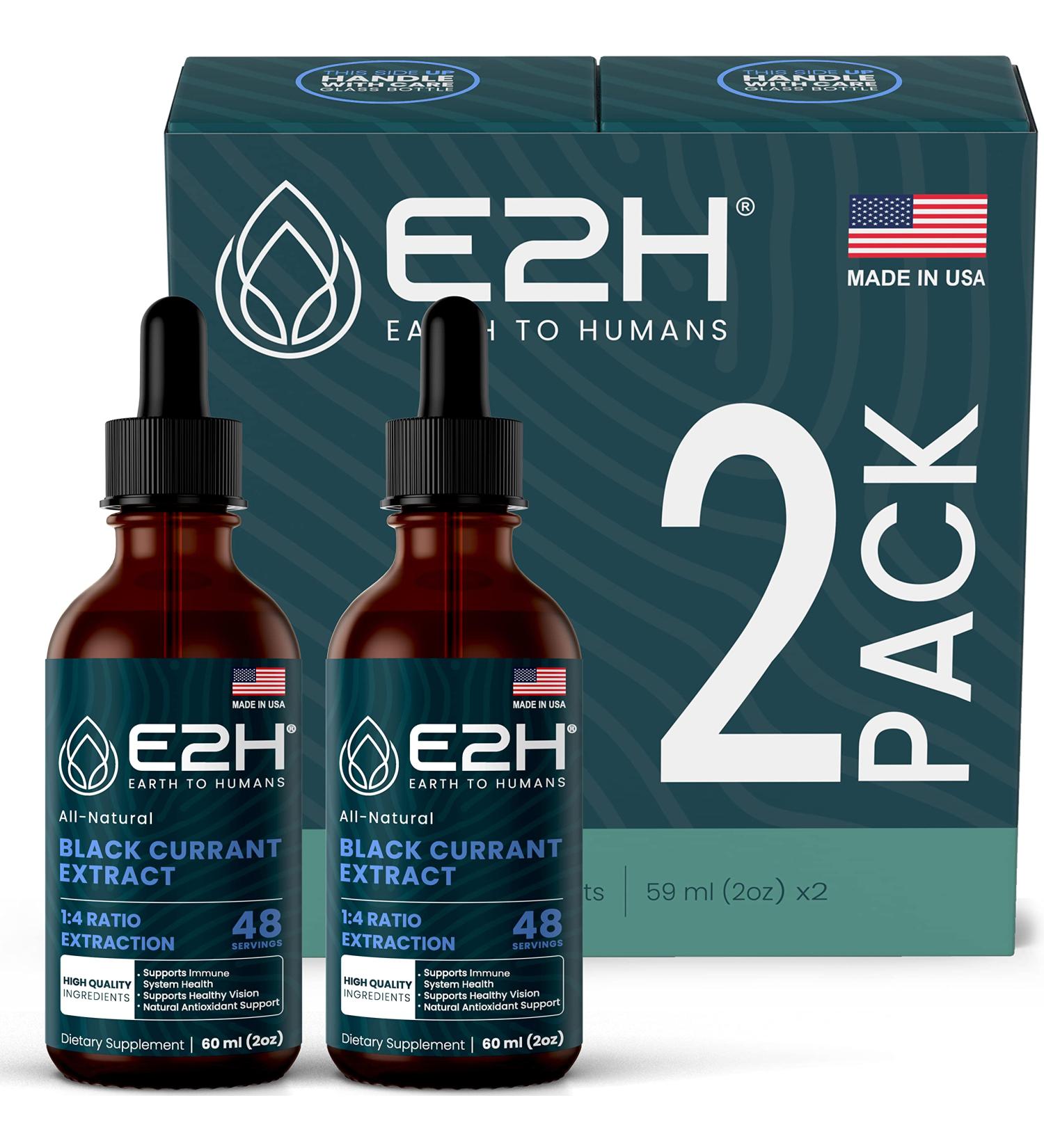 E2H Natural Black Currant Extract Cold Pressed Black Currant Seed - Immune System Health - Fast Absorbing Liquid (2 Bottles) 2 Fl Oz (Pack of 2) - Buy Online on GoSupps.com