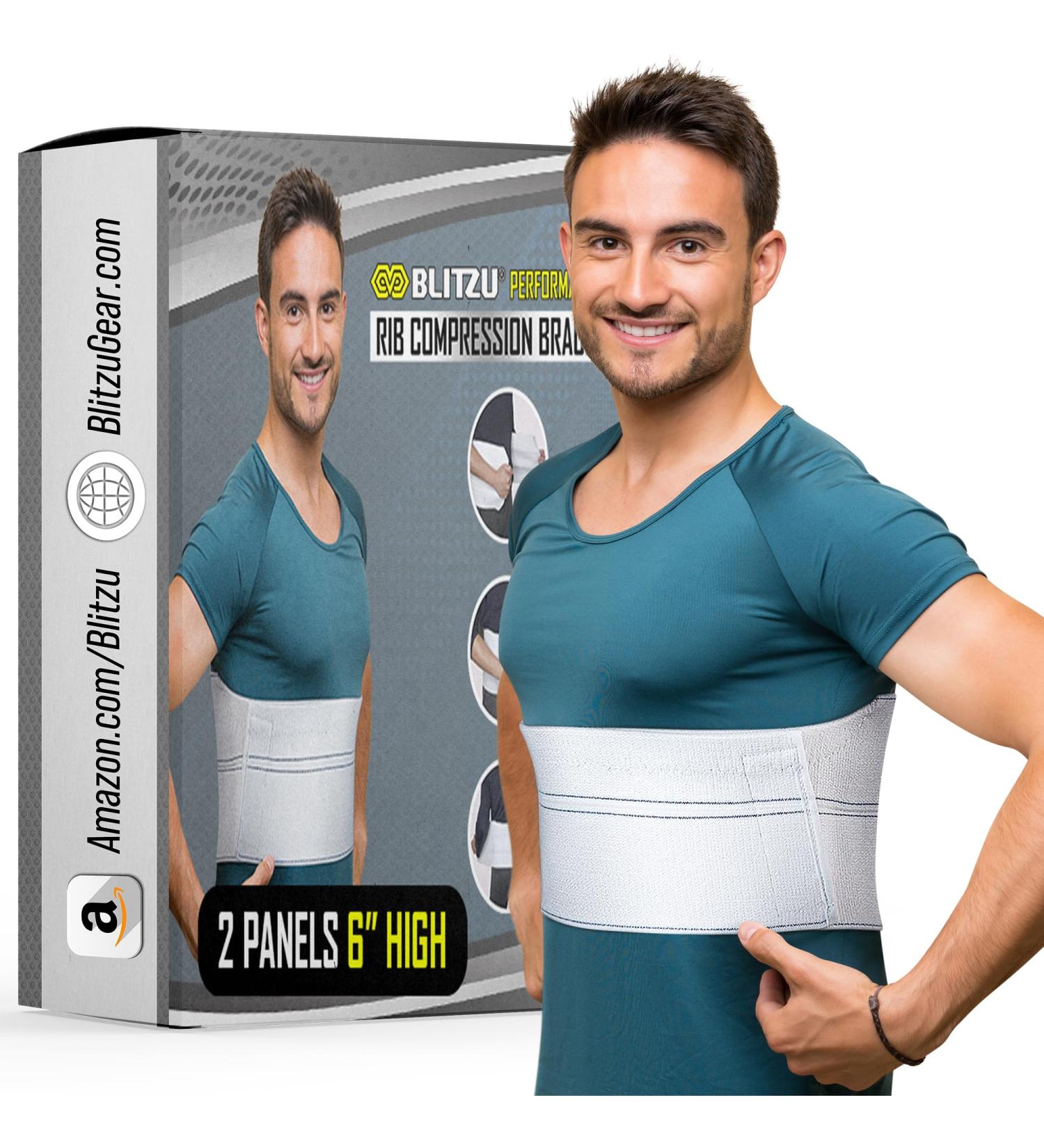 BLITZU Broken Rib Brace & Chest Binder - Post-Surgery Support for Cracked Fractured Ribs | Compression & Pain Relief - Regular Size - Buy Online on GoSupps.com