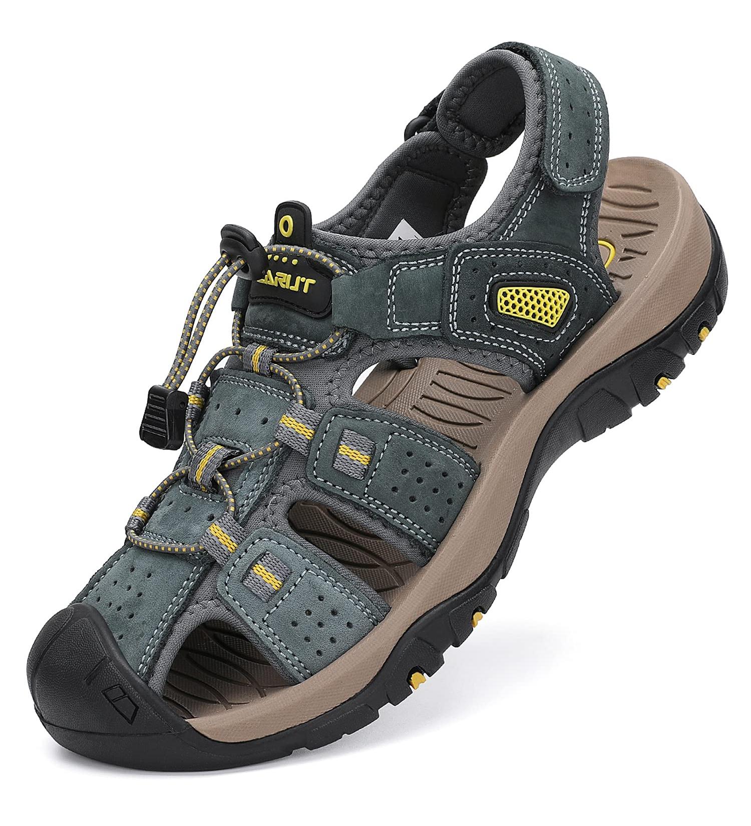 FLARUT Men's Closed Toe Leather Hiking Sandals - Size 11 C-gray - Buy Online on GoSupps.com