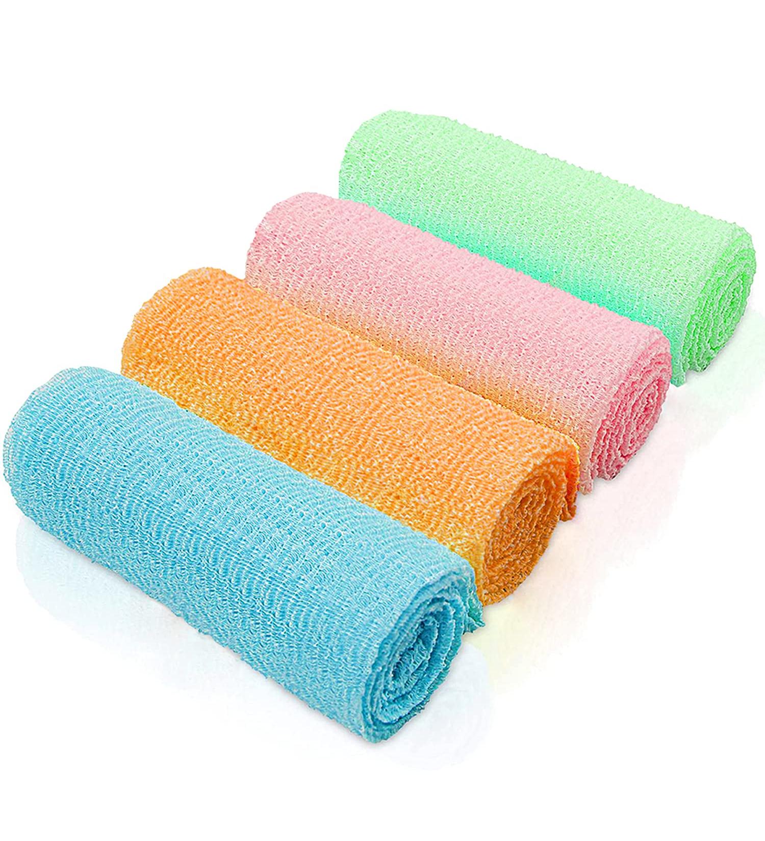 DYKL 4 Pack Japanese Nylon Exfoliating Washcloth and Back Scrubber - Deep Cleansing and Pore Protection - Buy Online on GoSupps.com