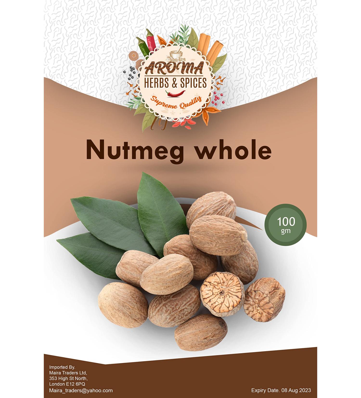 Nutmeg Whole | 100g | Premium Quality | 100% Natural Whole nutmegs| Without additives | Vegan | nutmegs Whole - Buy Online on GoSupps.com