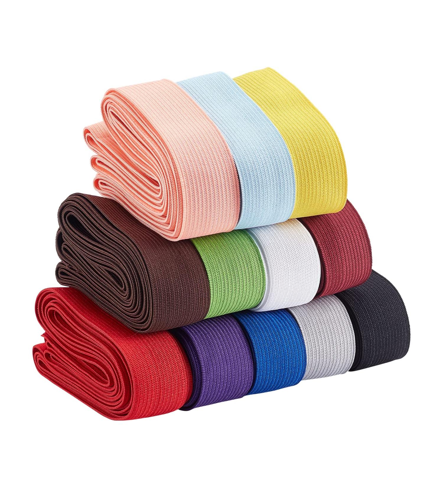 BENECREAT 1 Inch Elastic Band Ribbon - 12 Colors, 32 Yards for Sewing, Headbands, Hair Ties - Craft Project Supplies - Buy Online on GoSupps.com