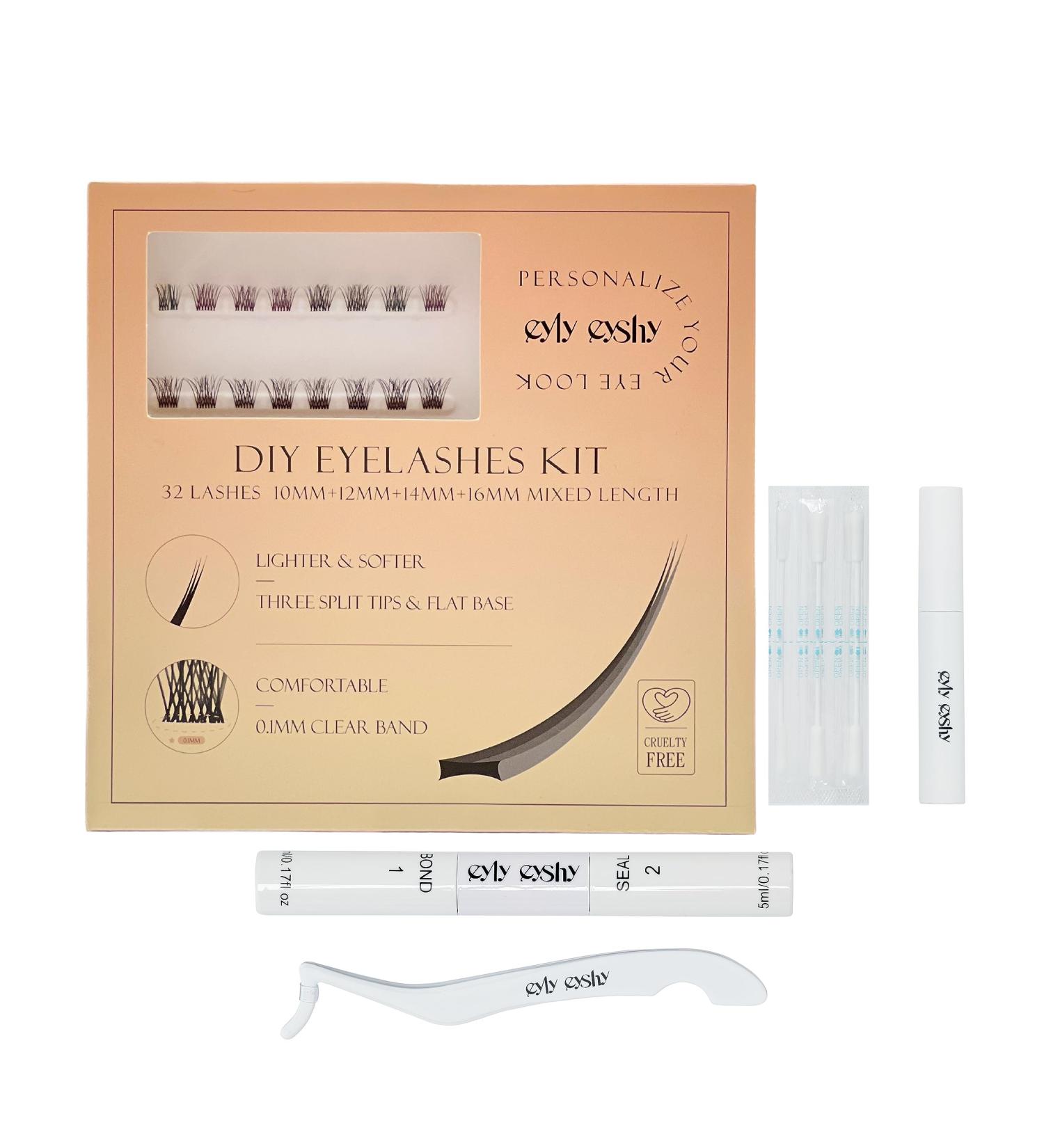 DIY Lash Extension Kit - 32 Clusters Natural Look - Professional At Home Wispy False Eyelashes for Beginners - Lightweight Bond & Seal - Perfect Gift for Women - Yucca - Buy Online on GoSupps.com