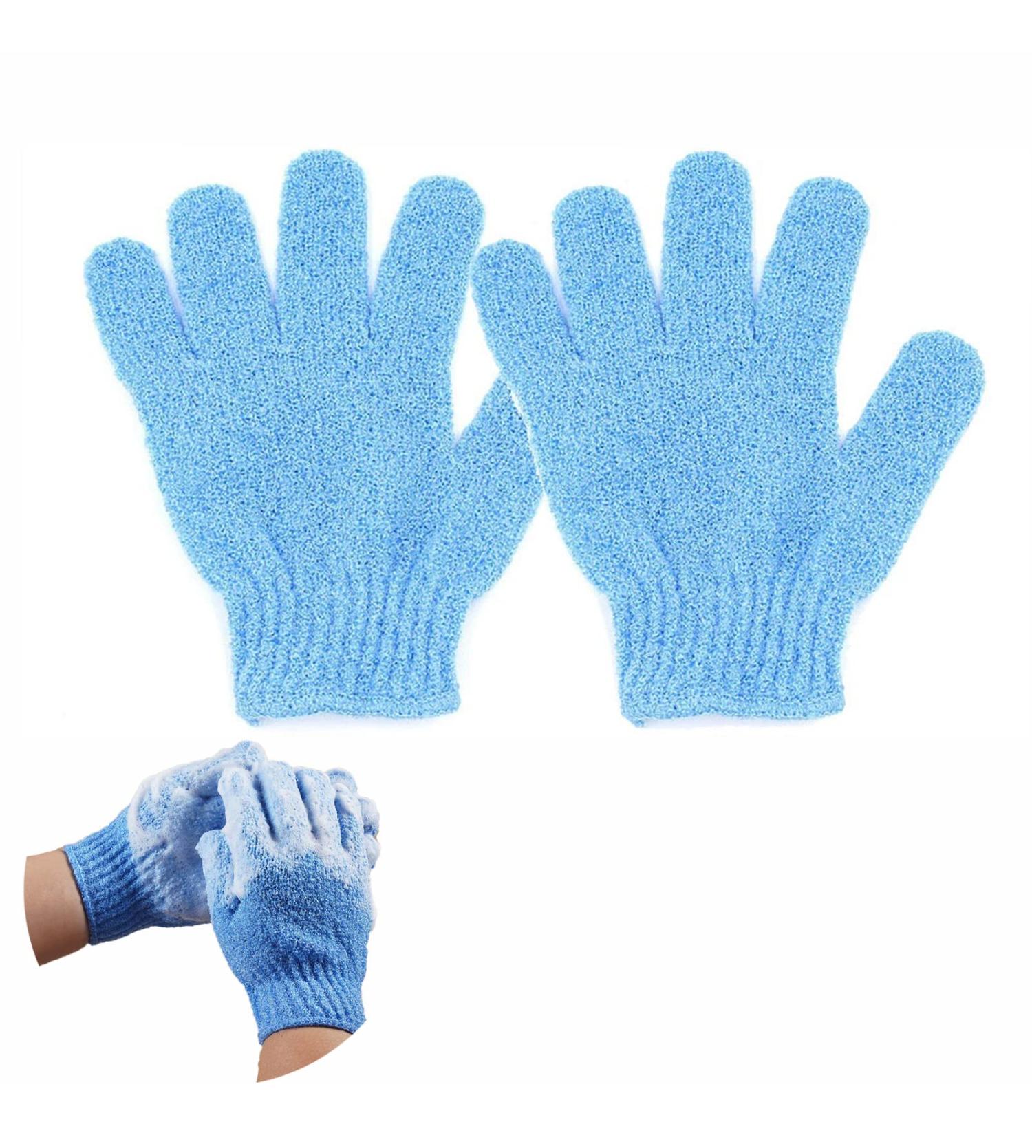 Reusable Blue Exfoliating Glove - 2pc Set for Body Scrubbing and Dead Skin Removal - Buy Online on GoSupps.com