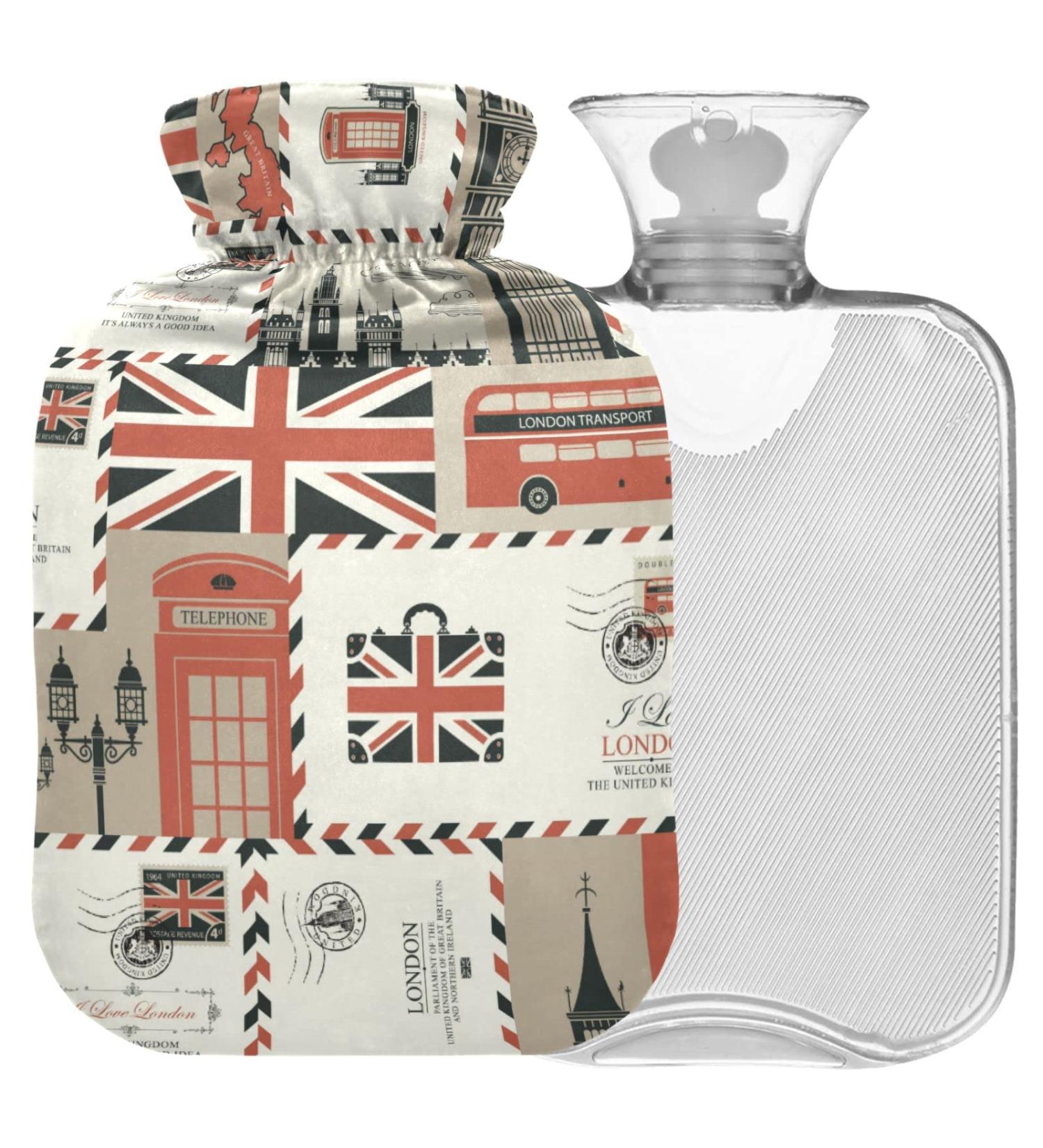Naanle London Letter Heat Bottle - 1L Transparent Hot Water Bottle for Bed Hand & Feet Warmer | Pain Relief & Cold Therapy - Buy Online on GoSupps.com