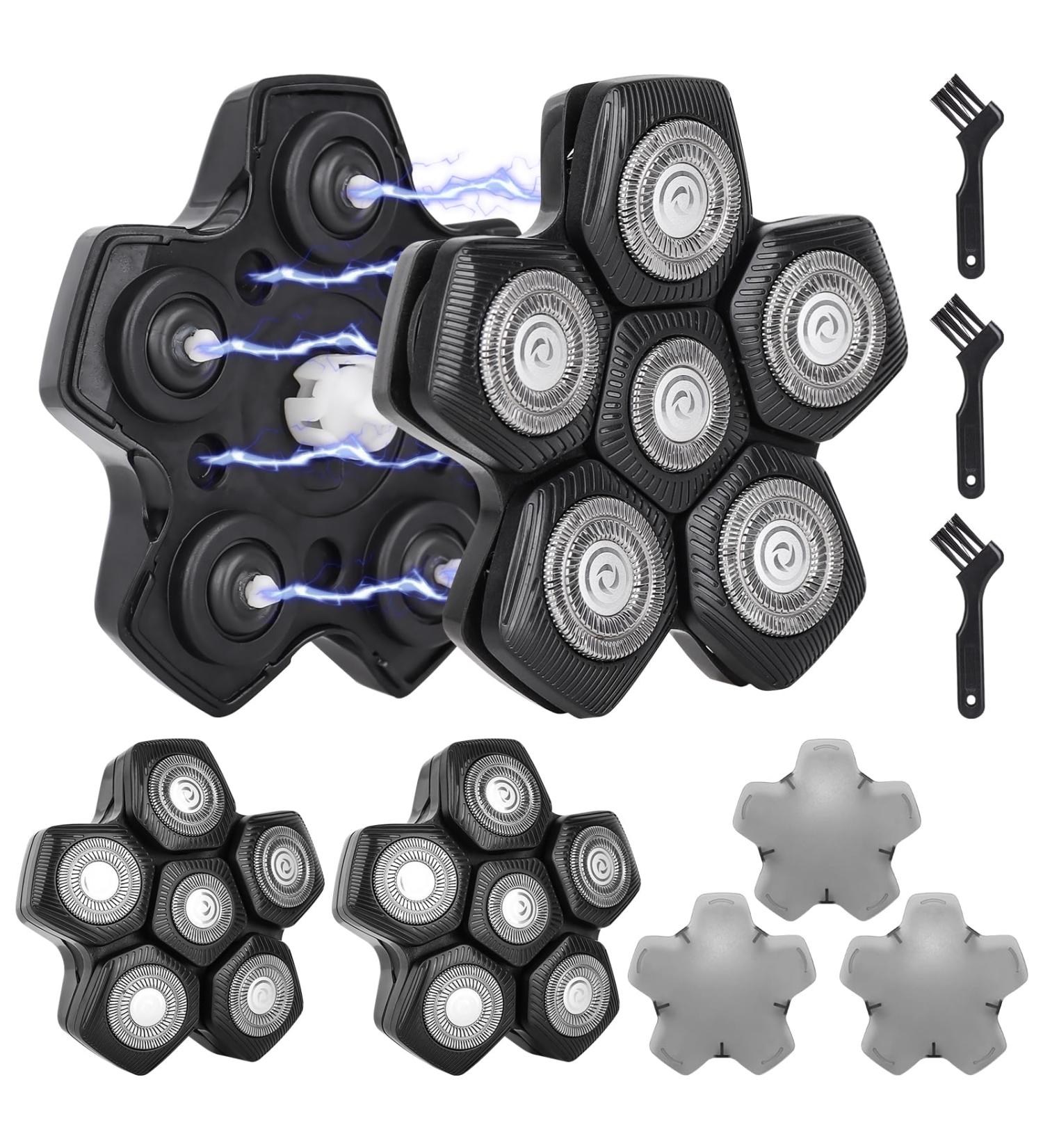 3 Pack 6D Magnetic Head Shaver Replacement Blades Head Electric Razor Replacement Heads Compatible with Muti modes Shaving Blades Shaver for Bald Men with 3 Cleaning Brush by Plantarecover 6d Black - Buy Online on GoSupps.com