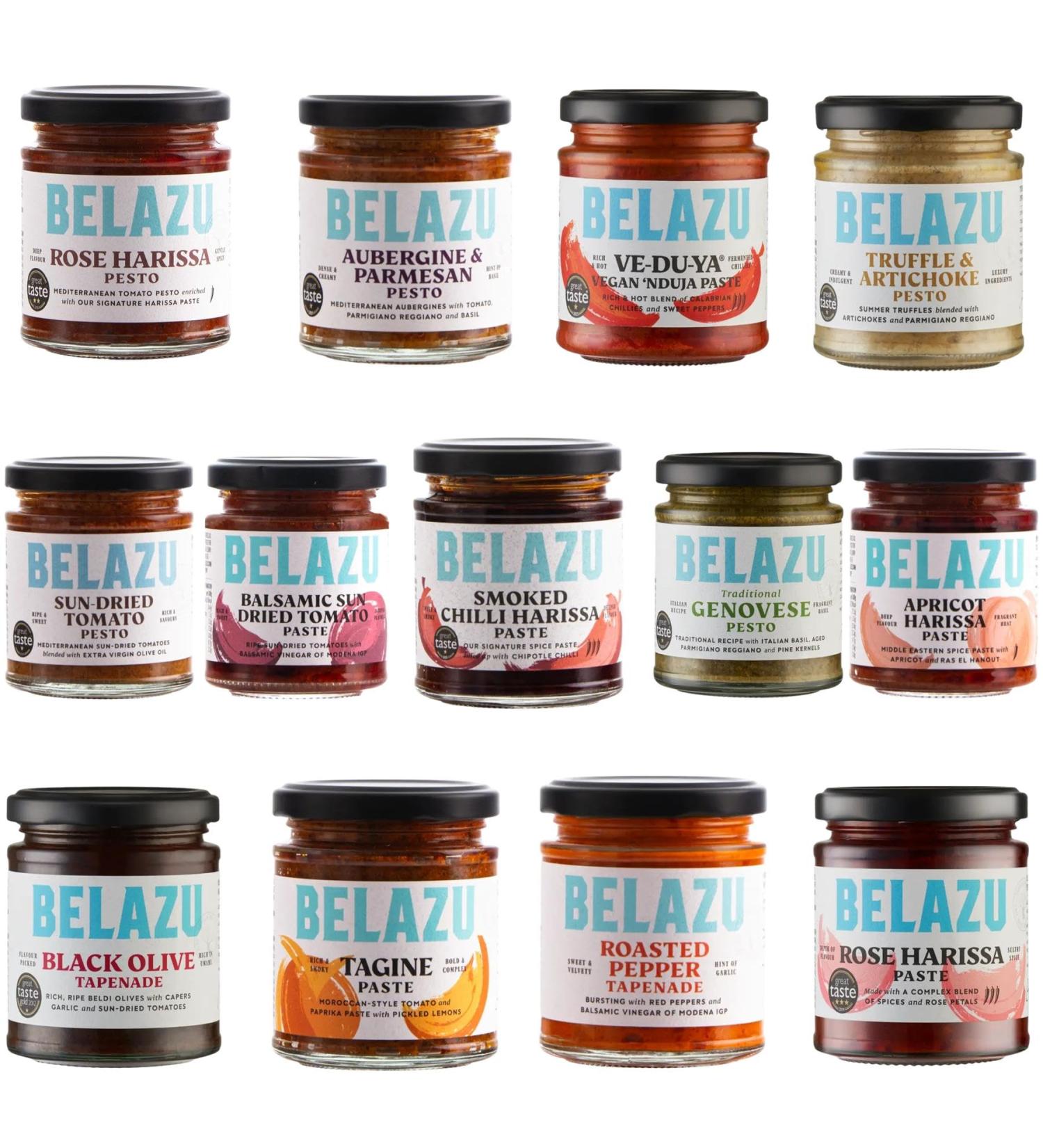 Belazu Sauce Pick N Mix - Create Custom Sauce Combo with 12+ Flavours |Apricot Harissa Black Olive Rose Harissa Tagine paste | Sauce Gift Set for Sauce Lovers - Pack of 6 - Buy Online on GoSupps.com