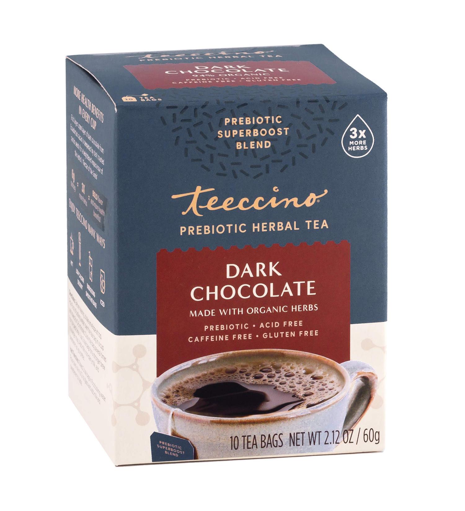Buy Teeccino Organic Dark Chocolate Herbal Tea - Caffeine Free Prebiotic - 10 Tea Bags (60g) - Buy Online on GoSupps.com