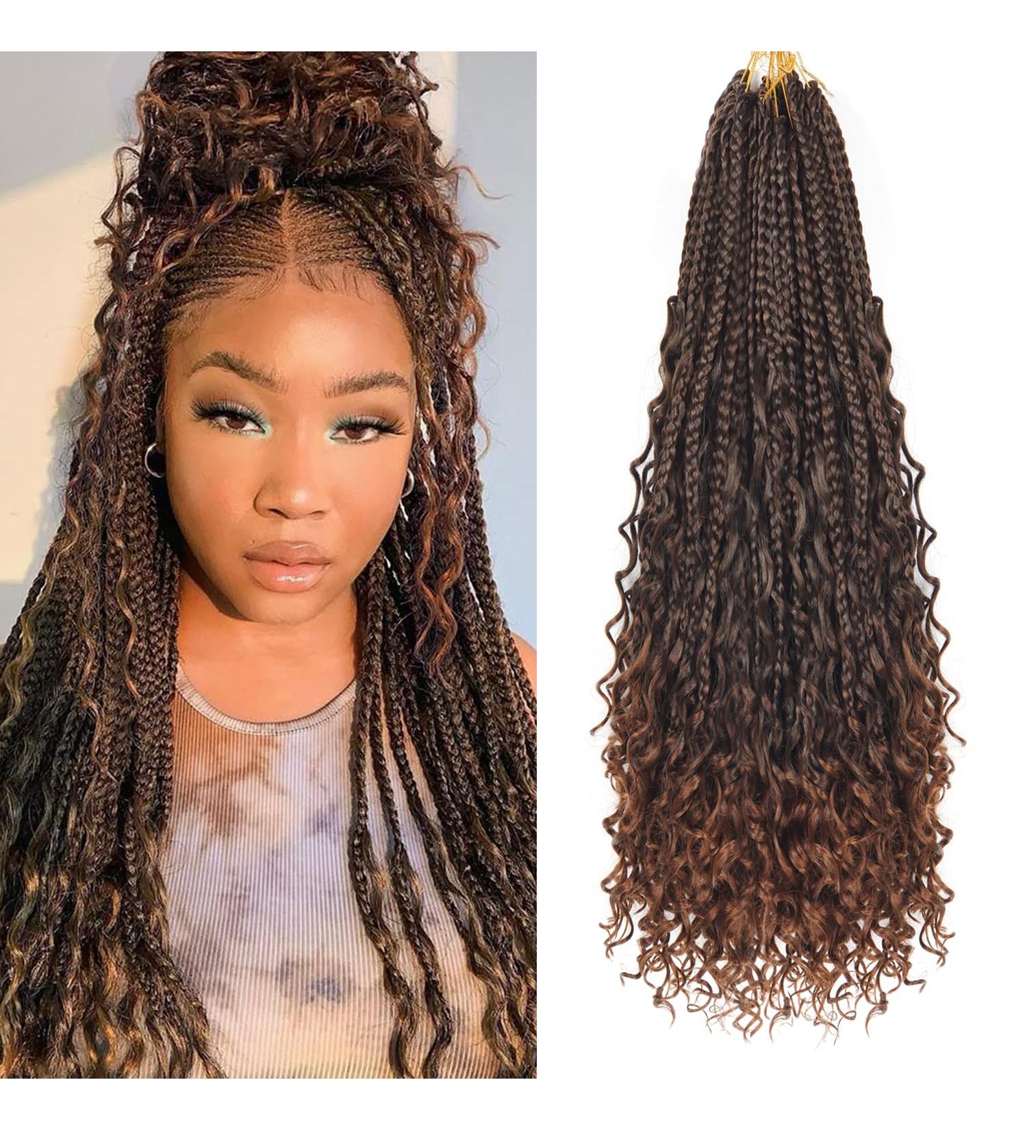 Ainimiu 22 Inch Goddess Box Braids Crochet Hair Bohomian Crochet Box Braids Curly Ends 8 Pack Crochet Braids Synthetic Braiding Hair Extension Black 22 Inch(Pack of 8) T30# - Buy Online on GoSupps.com
