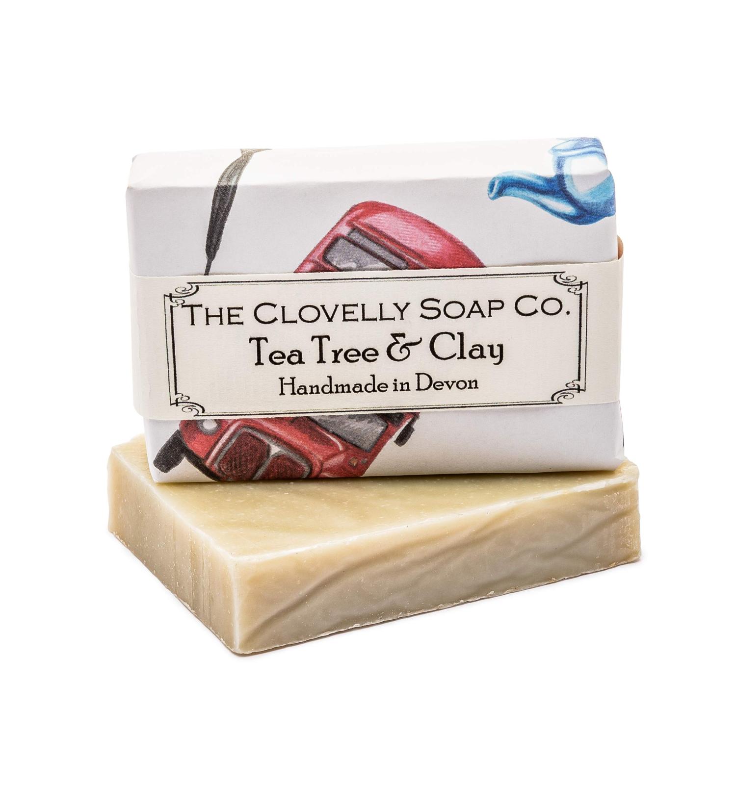 Clovelly Soap Co Natural Handmade Tea Tree & Clay Soap Bar for all Skin Types 100g - Buy Online on GoSupps.com