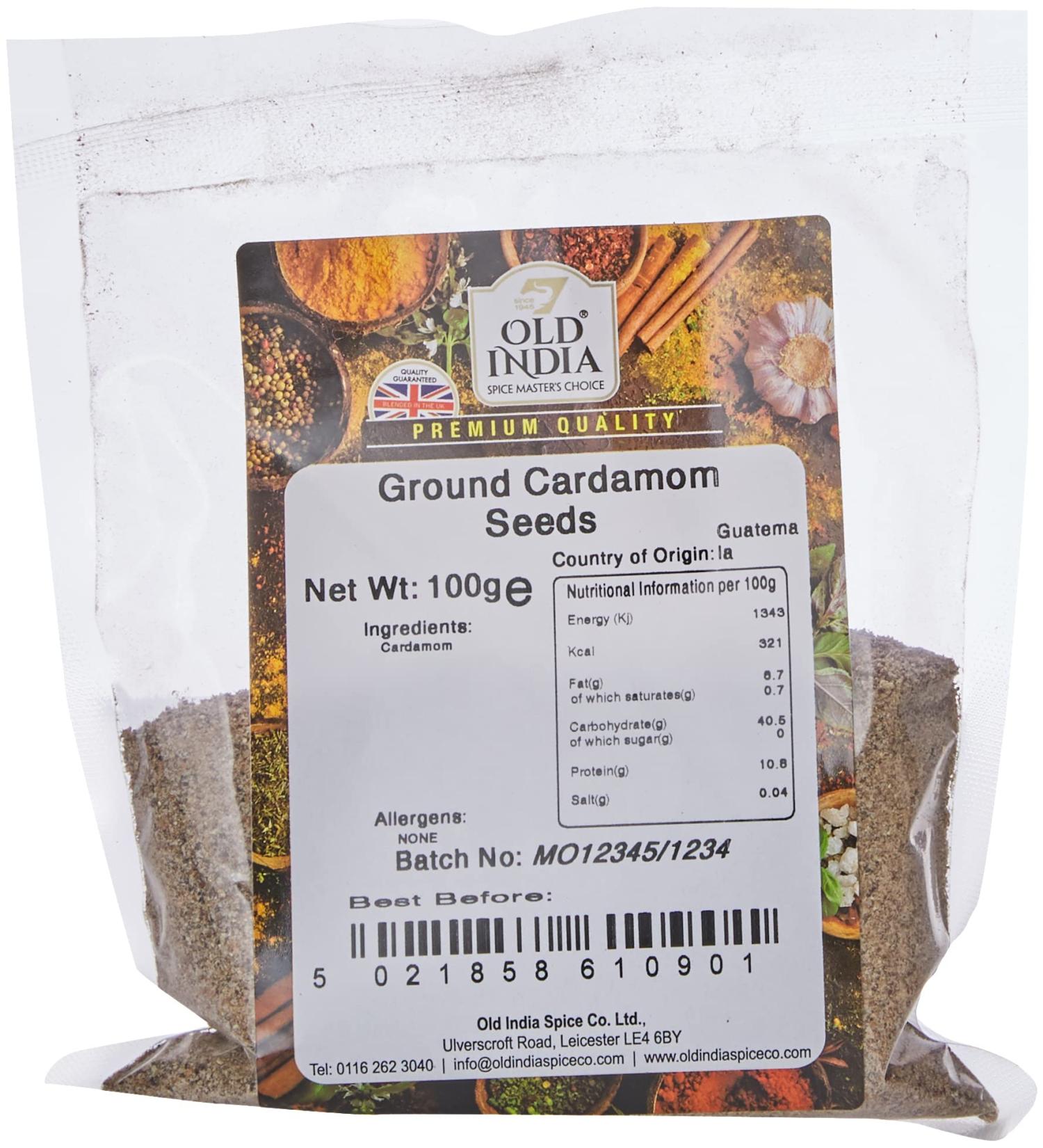 Old India Ground Cardamom Seeds 100g - Premium Quality Spice for Cooking and Baking - Buy Online on GoSupps.com