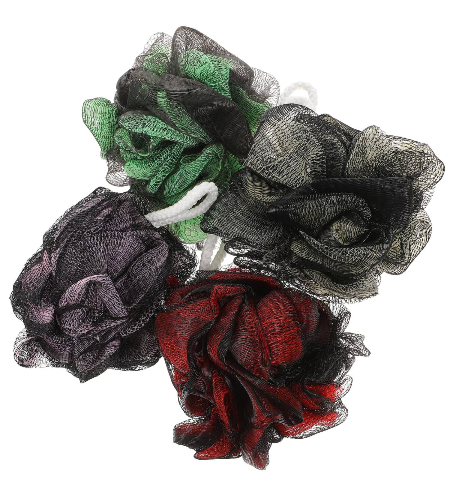 FOMIYES 4pcs Foaming Net Loofah Mesh Pouf - Exfoliating Bath Scrubber Balls for Toddlers & Adults | Skin Care & Bath Supplies - Buy Online on GoSupps.com