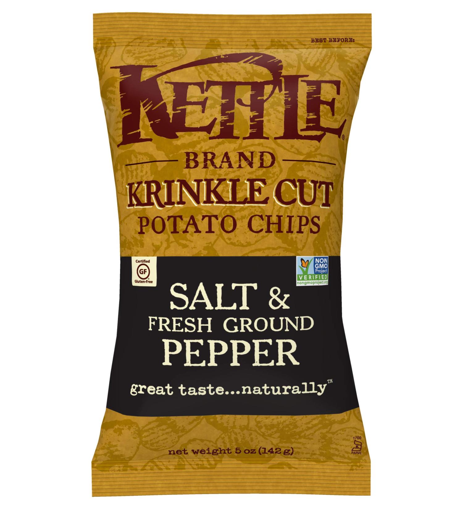 Kettle Foods Salt & Fresh Ground Pepper Potato Chips - 5 oz | Crispy Snack Delights - Buy Online on GoSupps.com
