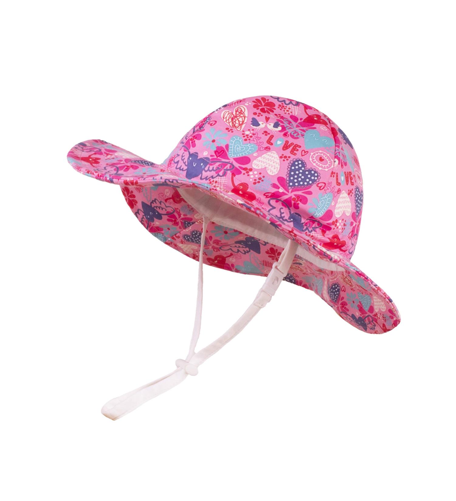 LANGZHEN Beach Sun Protection Hat for Baby Girls 2-4 Years | Adjustable Wide Brim Toddler Kids Play Hat with Chin Strap - Buy Online on GoSupps.com