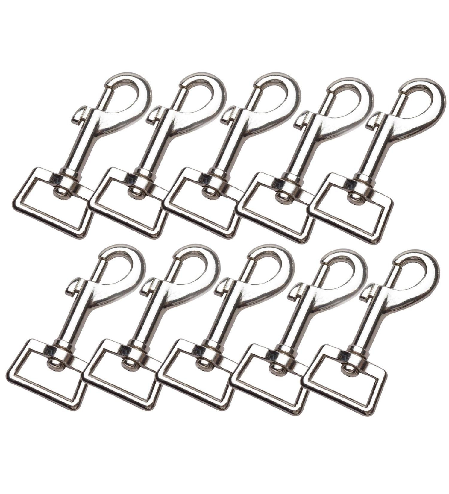 10 Pack Heavy Duty 3 x 1 Inch Nickel Plated Swivel Snap Hooks for Pets - Buy Online on GoSupps.com
