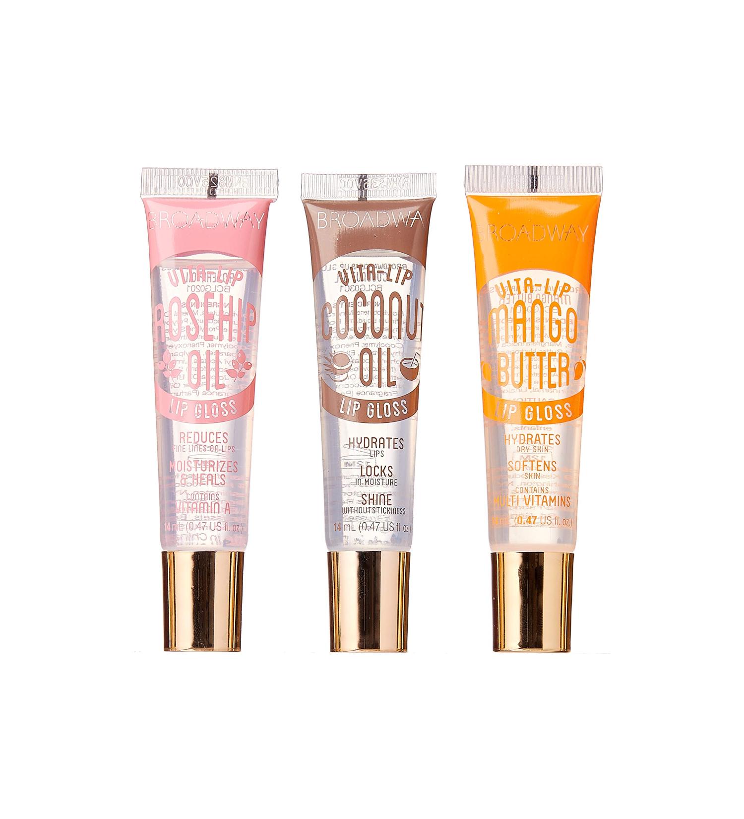 Broadway Vita-Lip Clear Lip Gloss Trio with Rosehip Oil, Coconut, and Mango - 0.47oz/14ml - Buy Online on GoSupps.com