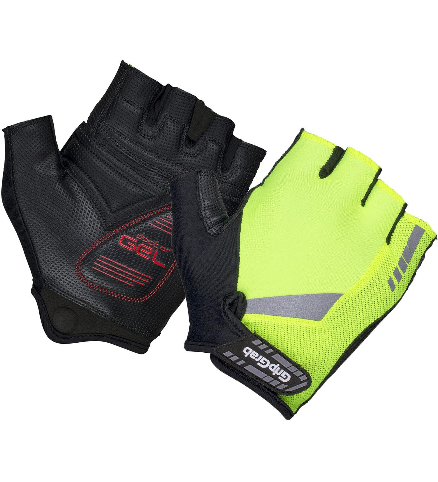Gripgrab ProGel 4mm Doctorgel Short Finger Bicycle Gloves - Padded Fingerless Summer Cycling Gloves in Hi-Vis Yellow for Optimal Comfort - Buy Online on GoSupps.com