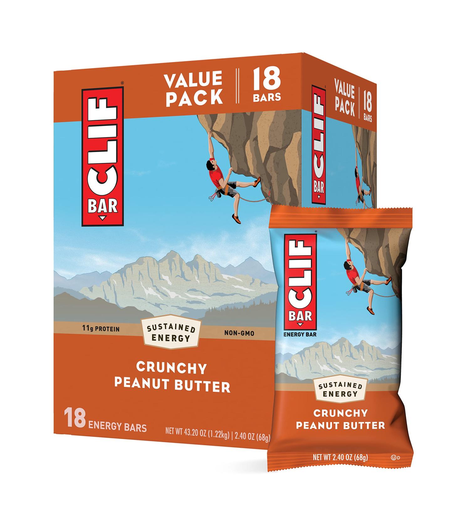 CLIF BARS Crunchy Peanut Butter Energy Bars | Organic Oats | Plant Based Protein | Vegetarian & Kosher | 18-Pack (2.4oz Bars) | Packaging May Vary - Buy Online on GoSupps.com