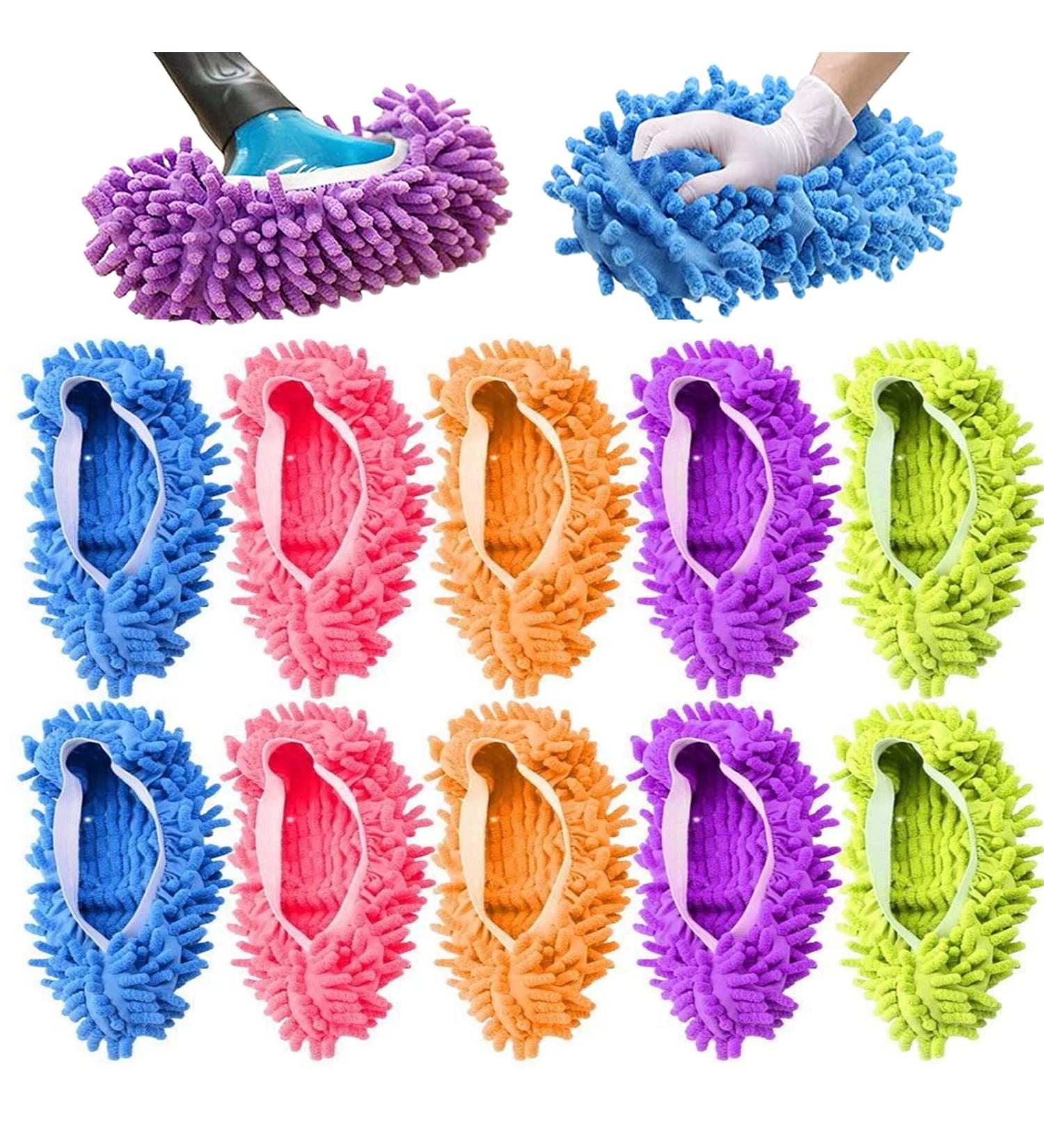 IUM 5-Pairs Mop Slippers Shoes with 10 Pcs Microfiber Covers - Reusable and Washable for Floor Cleaning in House, Office, Bathroom, and Kitchen - Buy Online on GoSupps.com