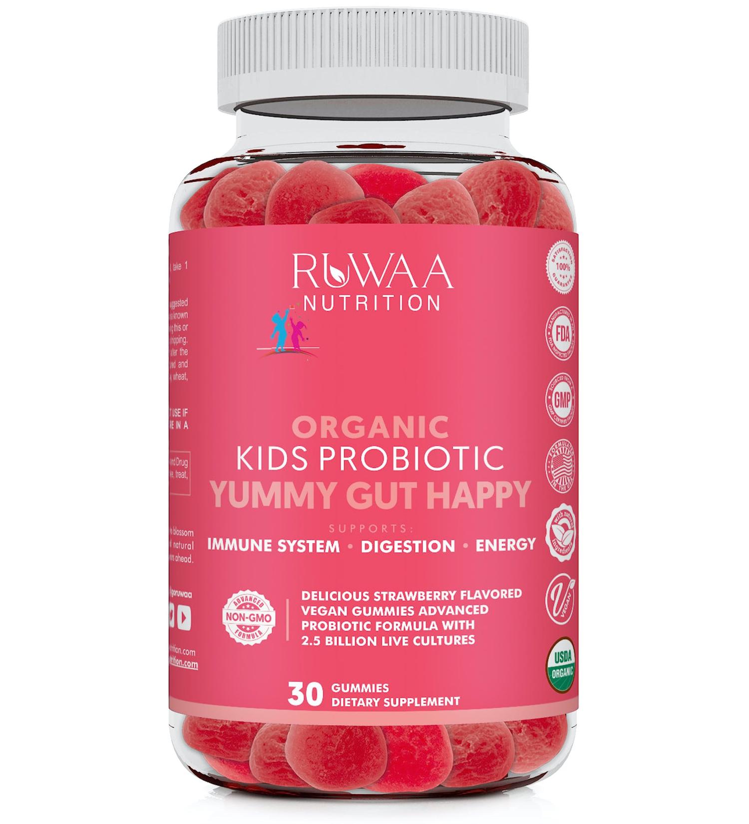 Kids Probiotic Gummies Organic Probiotics Kids for Digestive Health Immune Support Constipation Bloating. 2.5 Billion CFU Strawberry Flavor Chewable Probiotics for Children Ages 4+ 30ct (1) - Buy Online on GoSupps.com